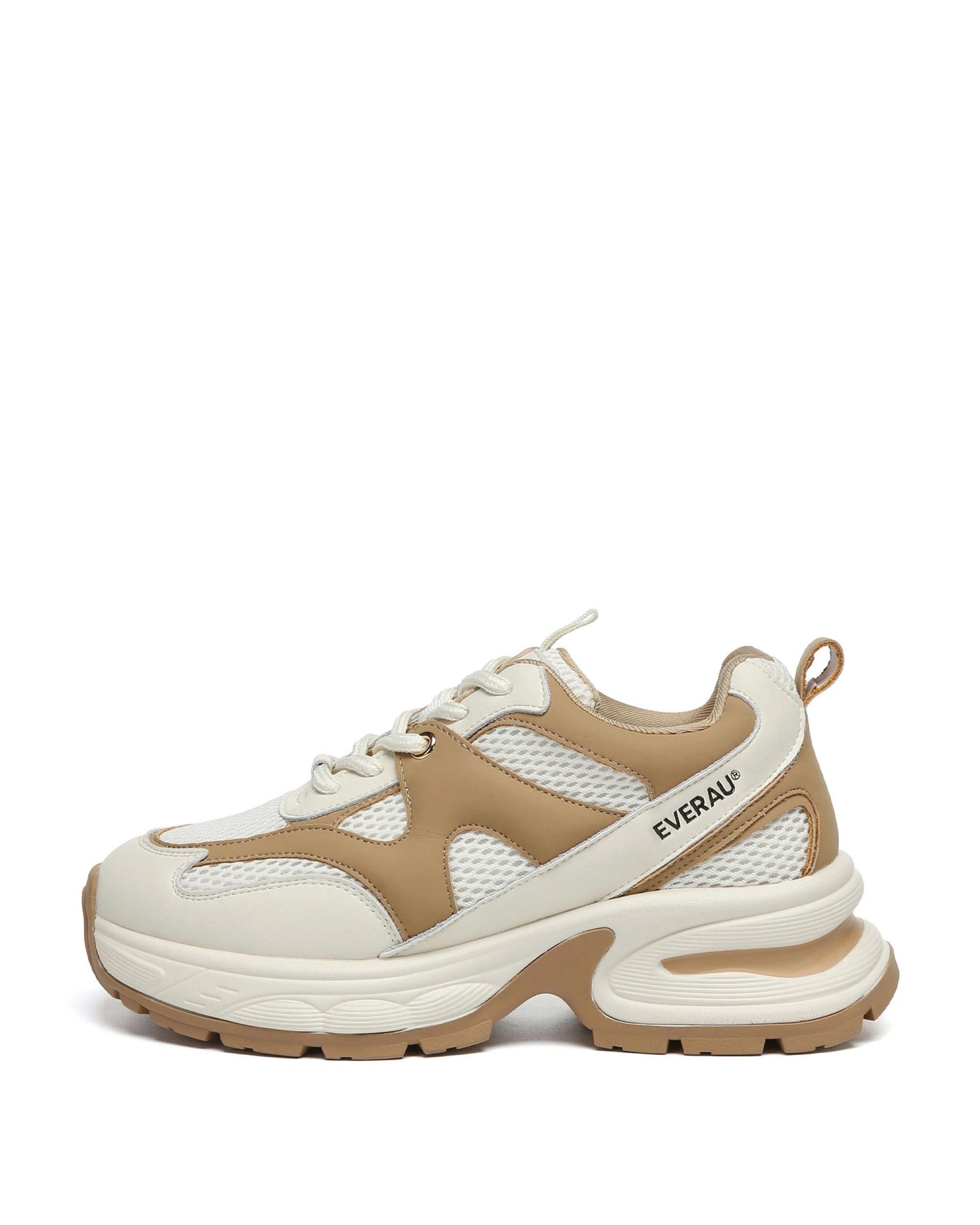 4 Everau Women Camille Chunky Sneakers WHITE/UMBER, 4 of 5