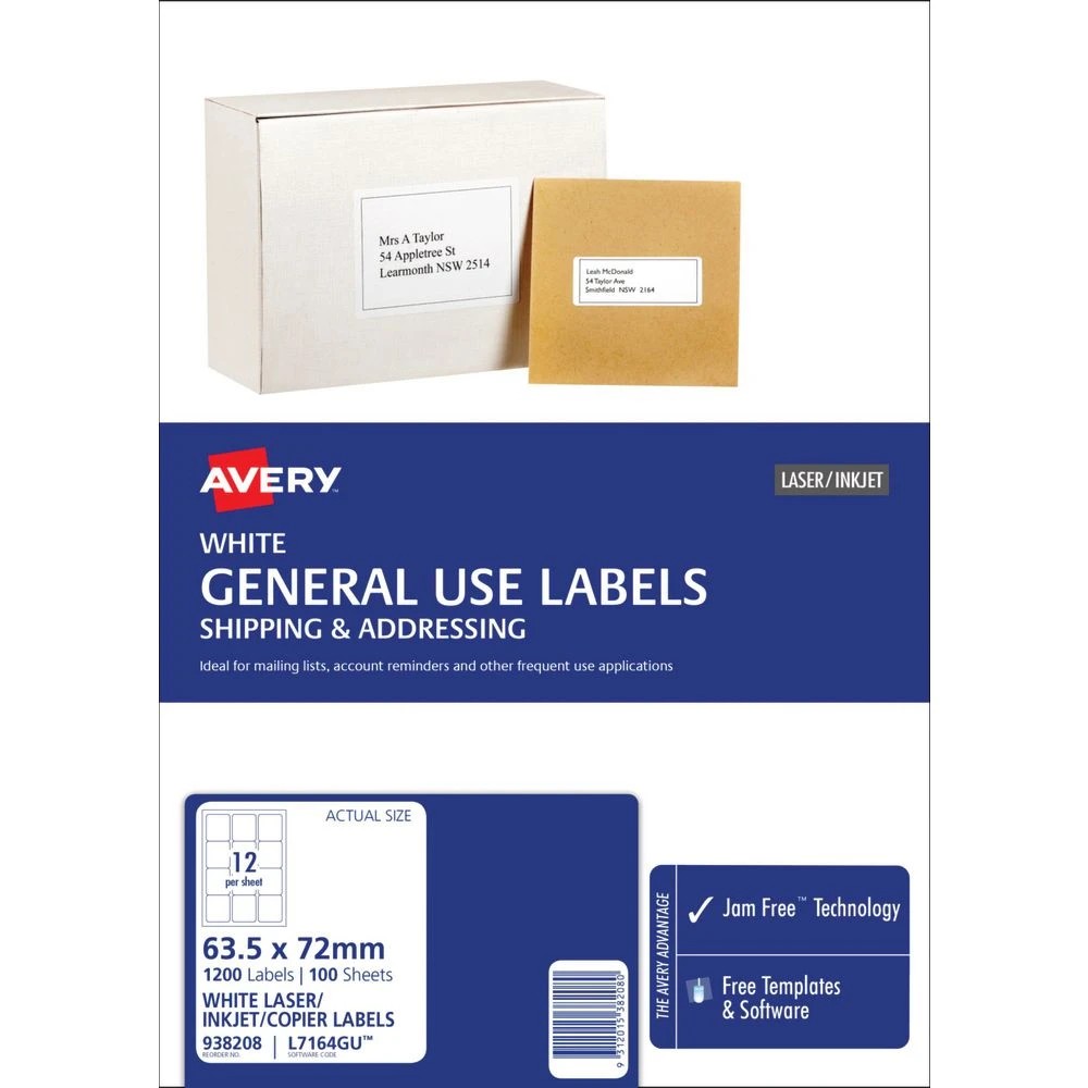 2 Avery 12UP Inkjet Laser General Use Labels White 100 Sheets, 2 of 4