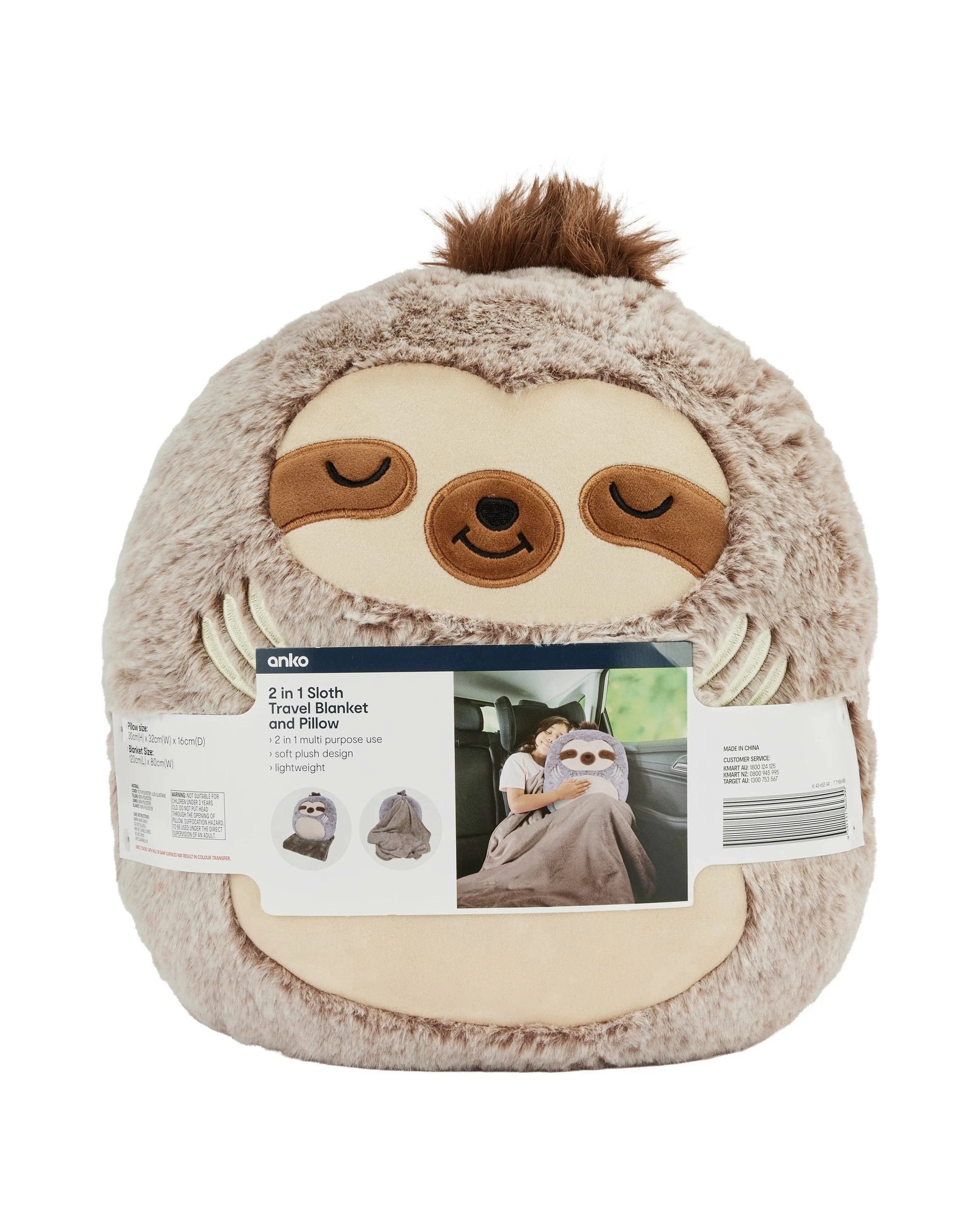 5 2-in-1 Sloth Travel Blanket and Pillow, 5 of 5