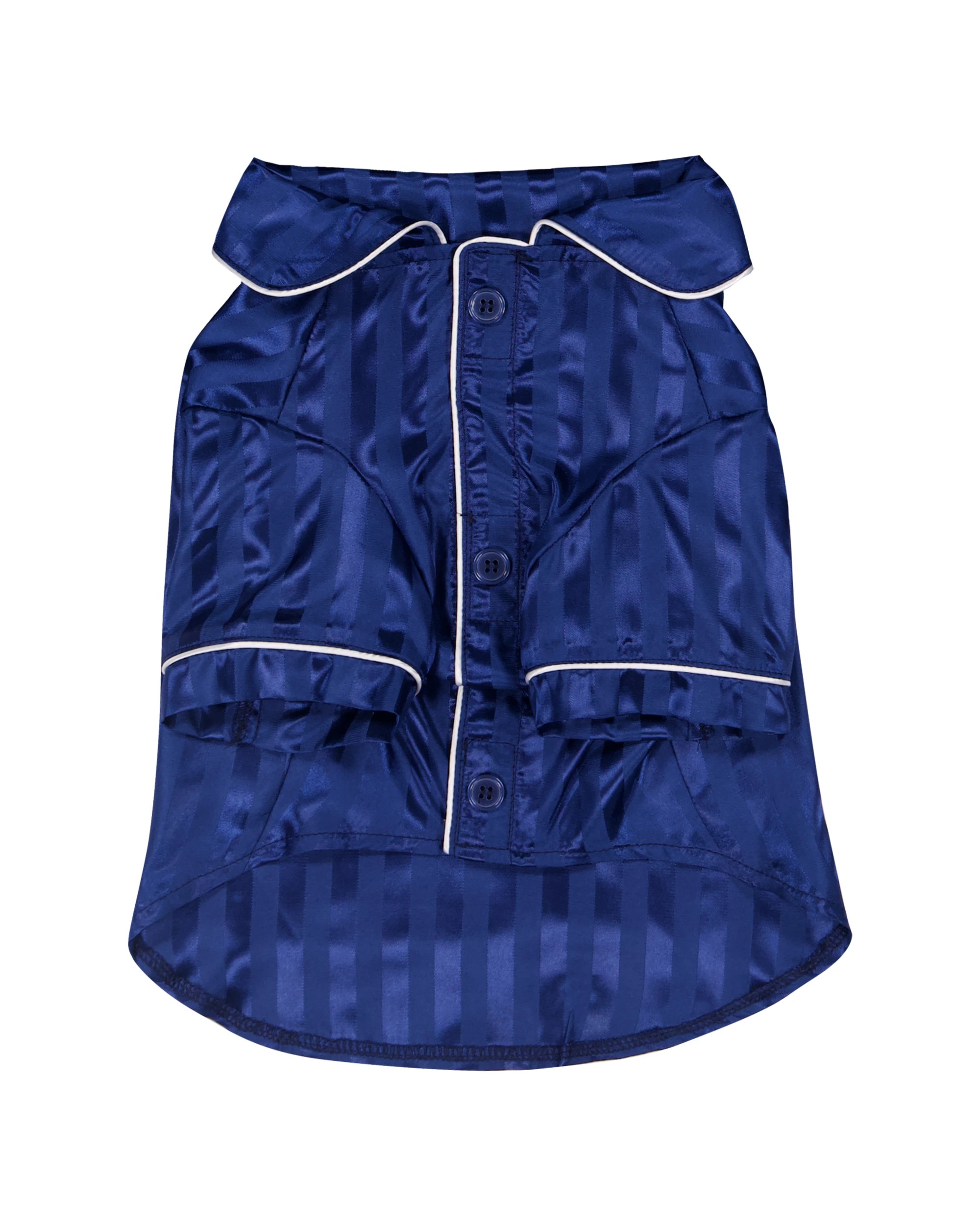 2 Pet Satin Stripe Pyjamas - Medium, Navy, 2 of 9