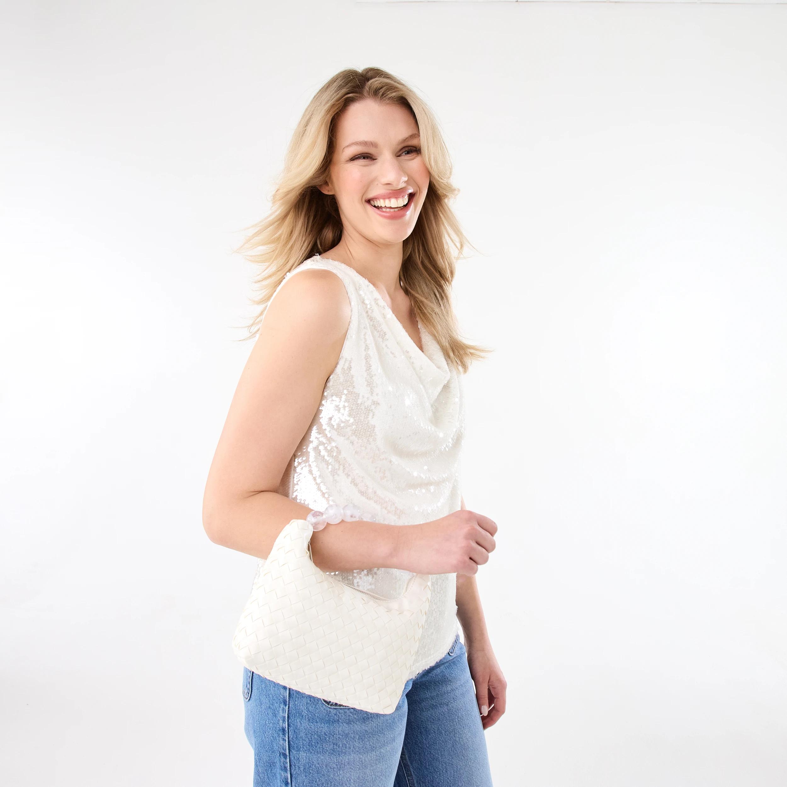 2 Beaded Handle Clutch White, 2 of 6