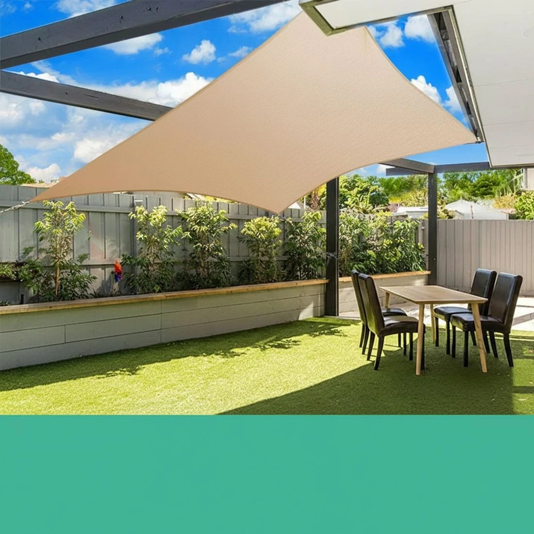 4 Instahut Shade Sail 2.5x3m Rectangle 280GSM 98% Sand Shade Cloth - Beige, 4 of 4