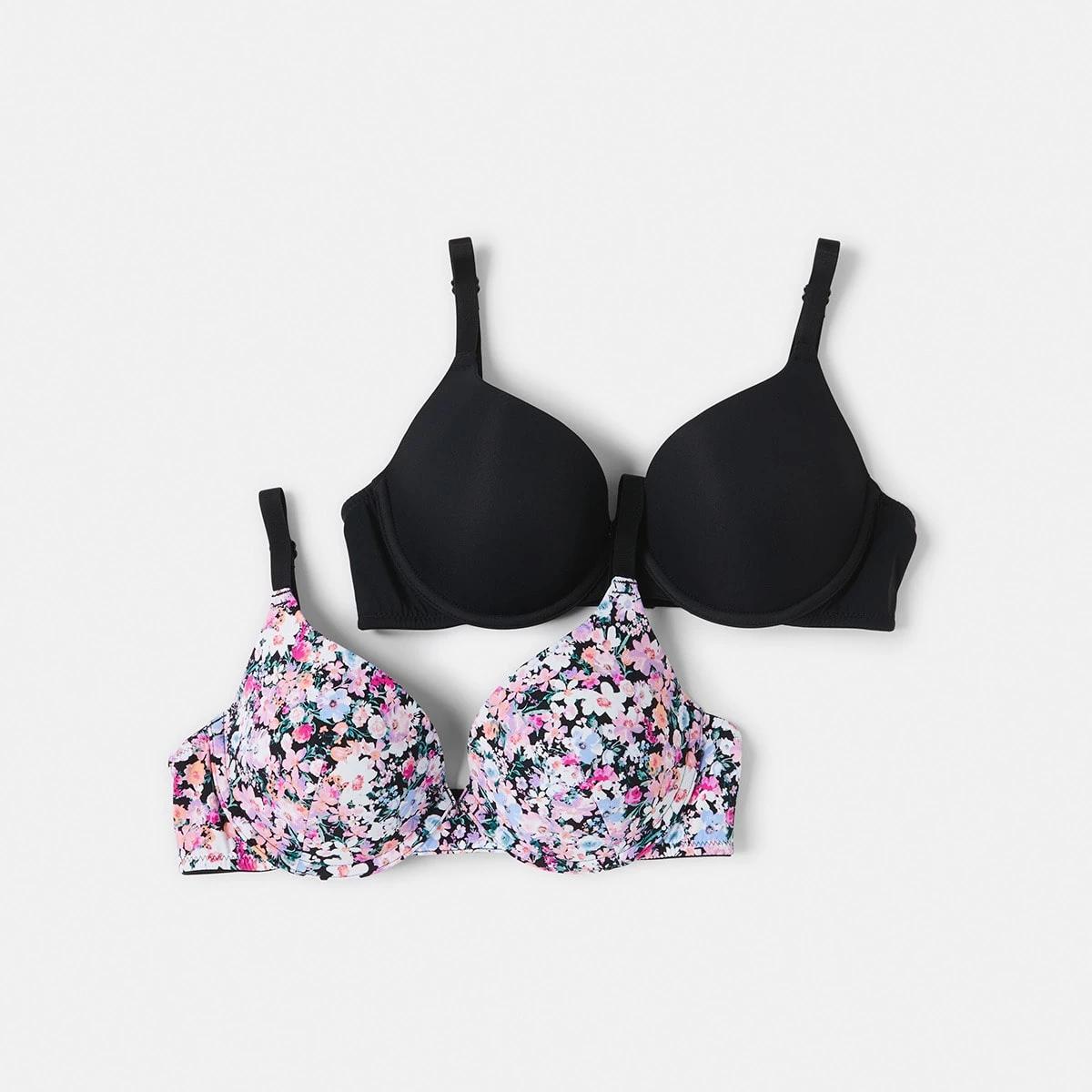 1 2 Pack T-shirt Bra BLACK DITSY MULTI, 1 of 8