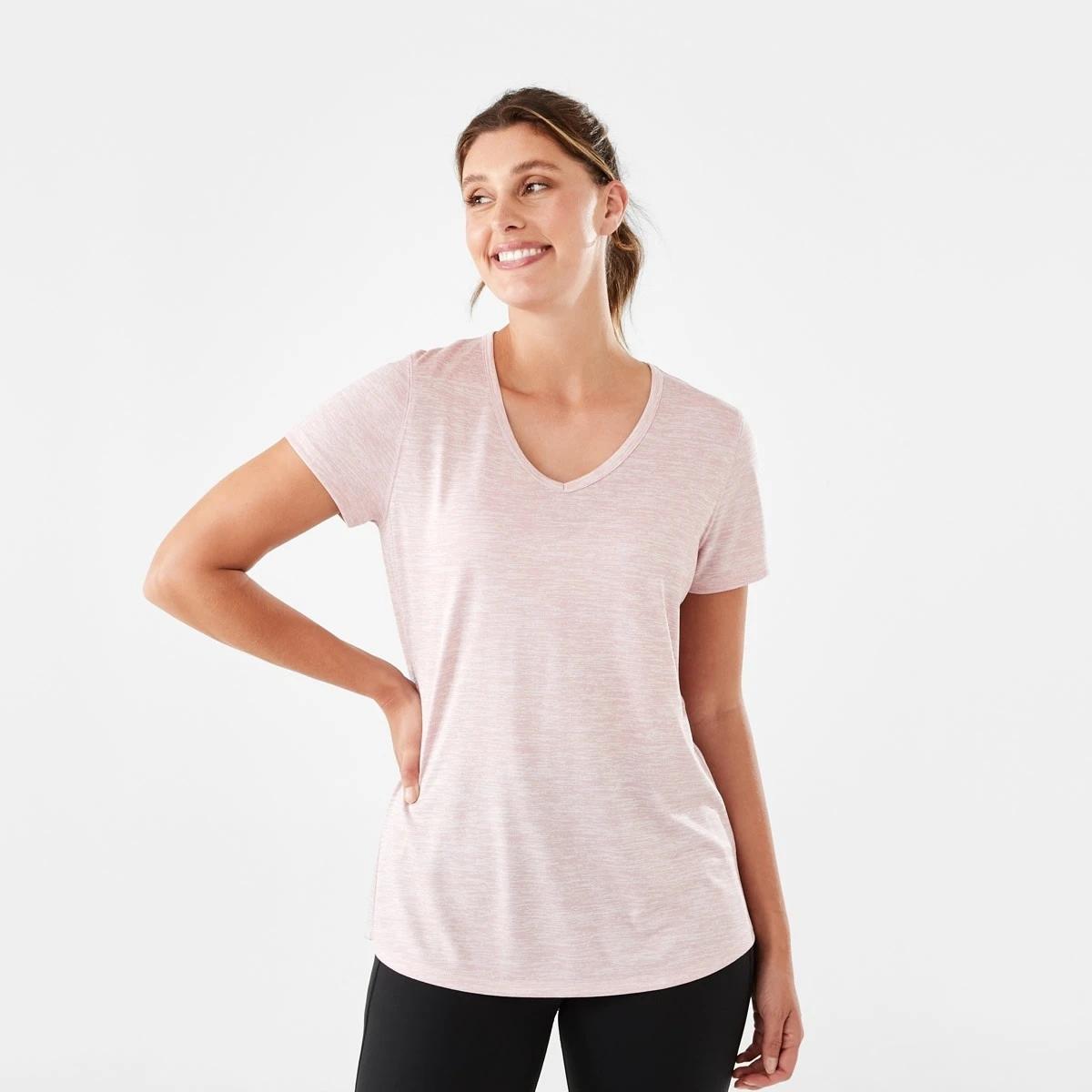 1 Active Womens Short Sleeve Core V-Neck T-shirt Qurtz Pink, 1 of 6
