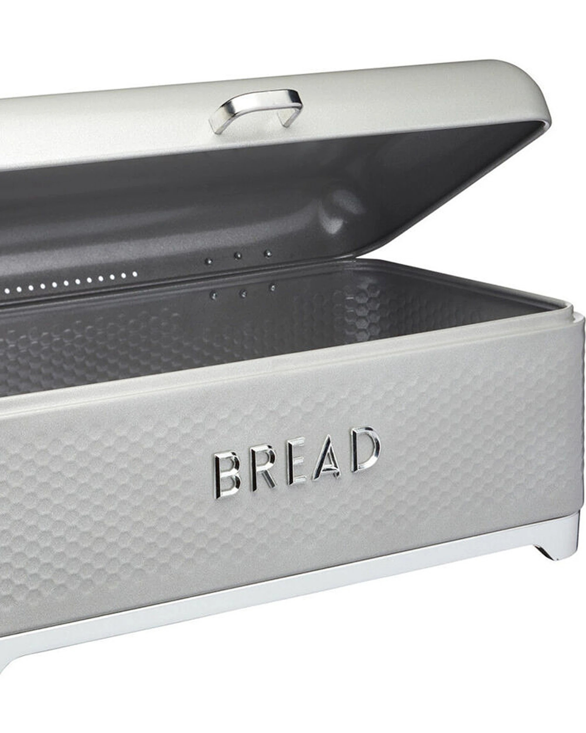4 Kitchen Craft Lovello Carbon Steel Textured Bread Bin Storage Container 42x22cm Shadow - Grey, 4 of 7