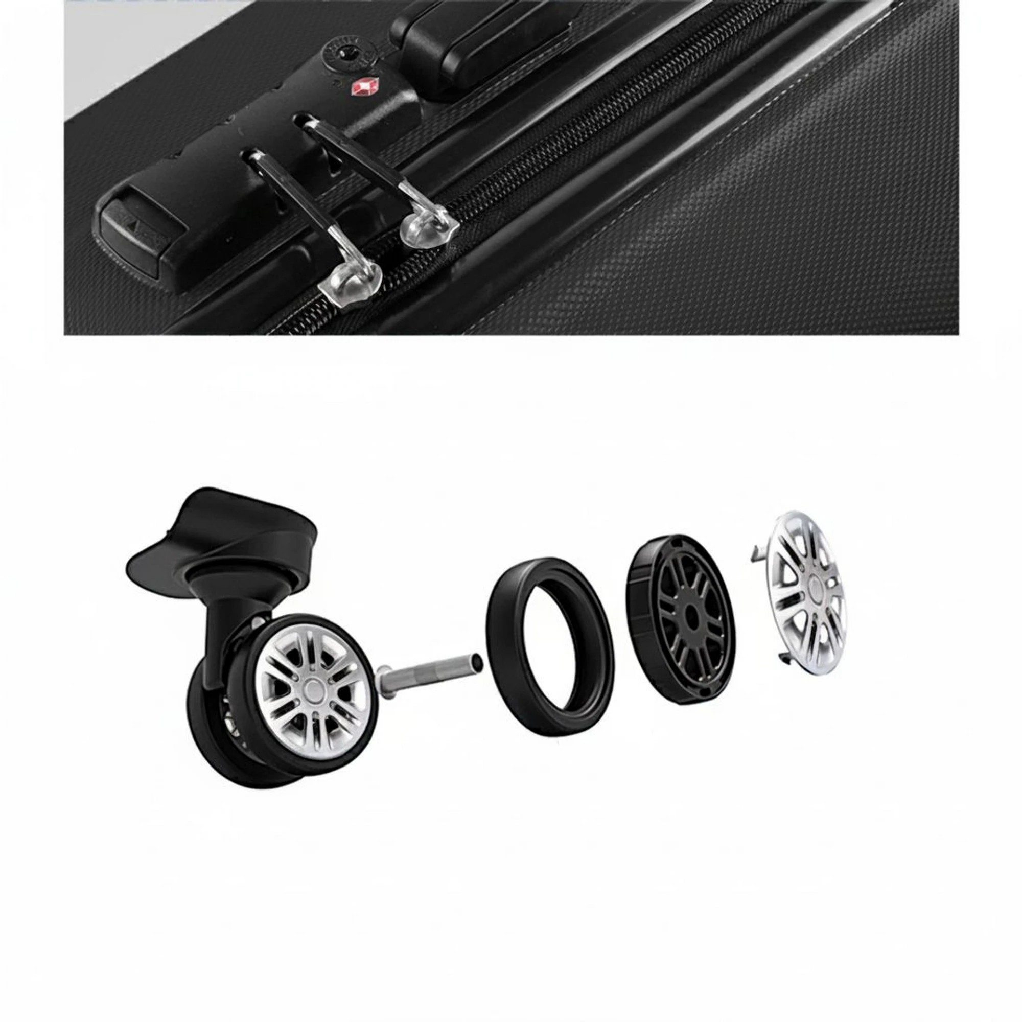 6 Wanderlite 3pc Luggage Trolley Travel Suitcase Set TSA Hard Case Lightweight - Black, 6 of 8