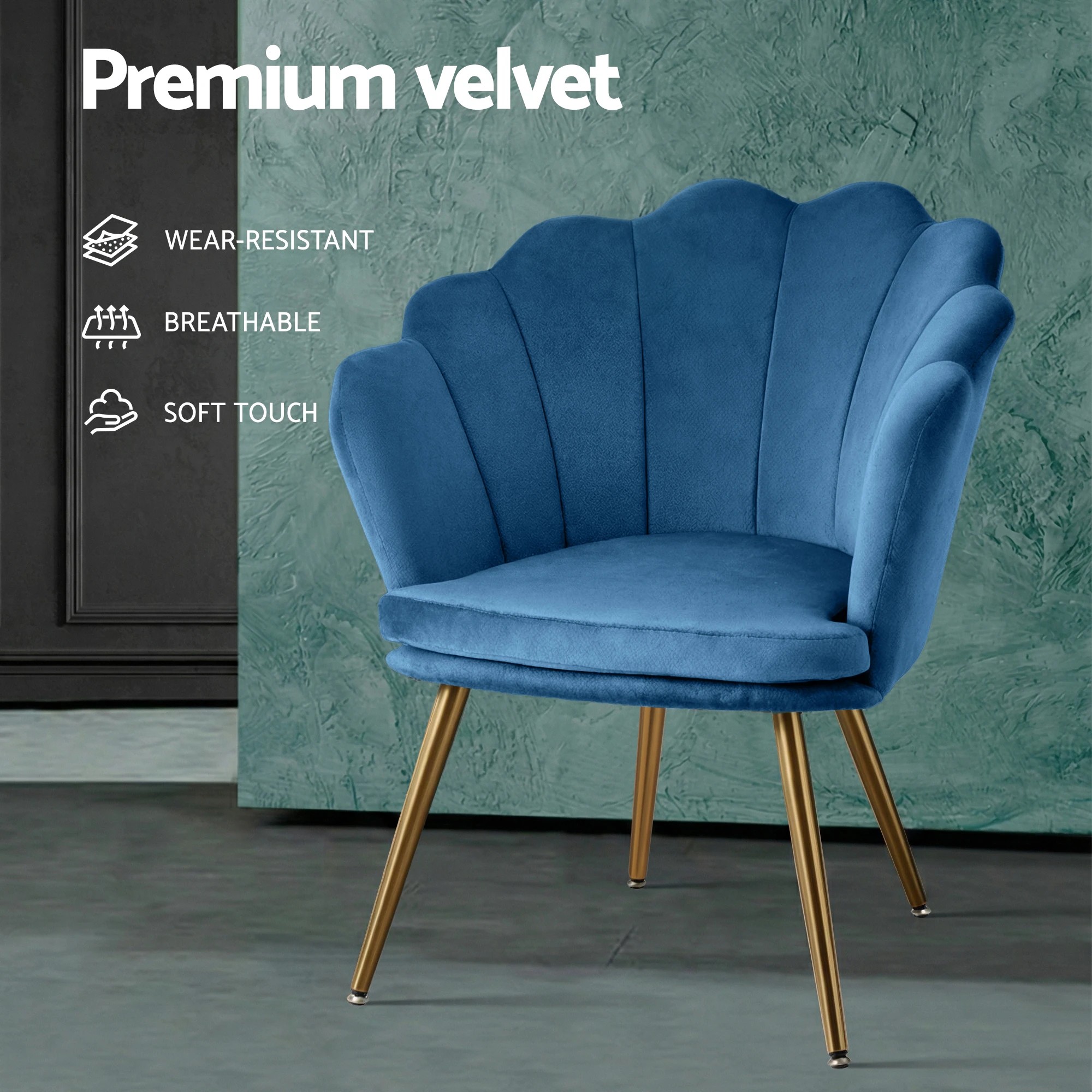 4 Artiss Armchair Velvet   Callista - Blue, 4 of 7