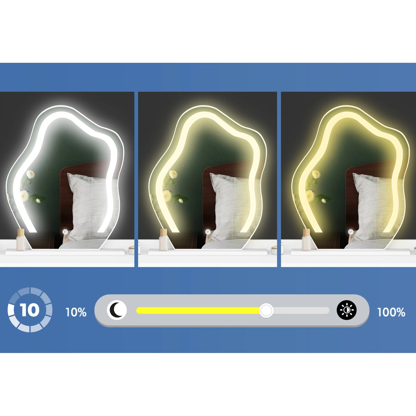 6 Alfordson Dressing Table Stool Floating Makeup LED Vanity Desk - White, 6 of 9