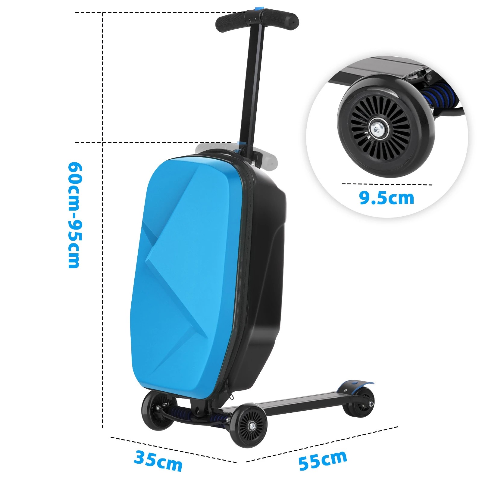 8 Advwin 2-in-1 Foldable Scooter Suitcase LED Wheels Ride-on LuggageCarry-on Luggage & Travel Scooter Ride-on Suitcase, 8 of 8