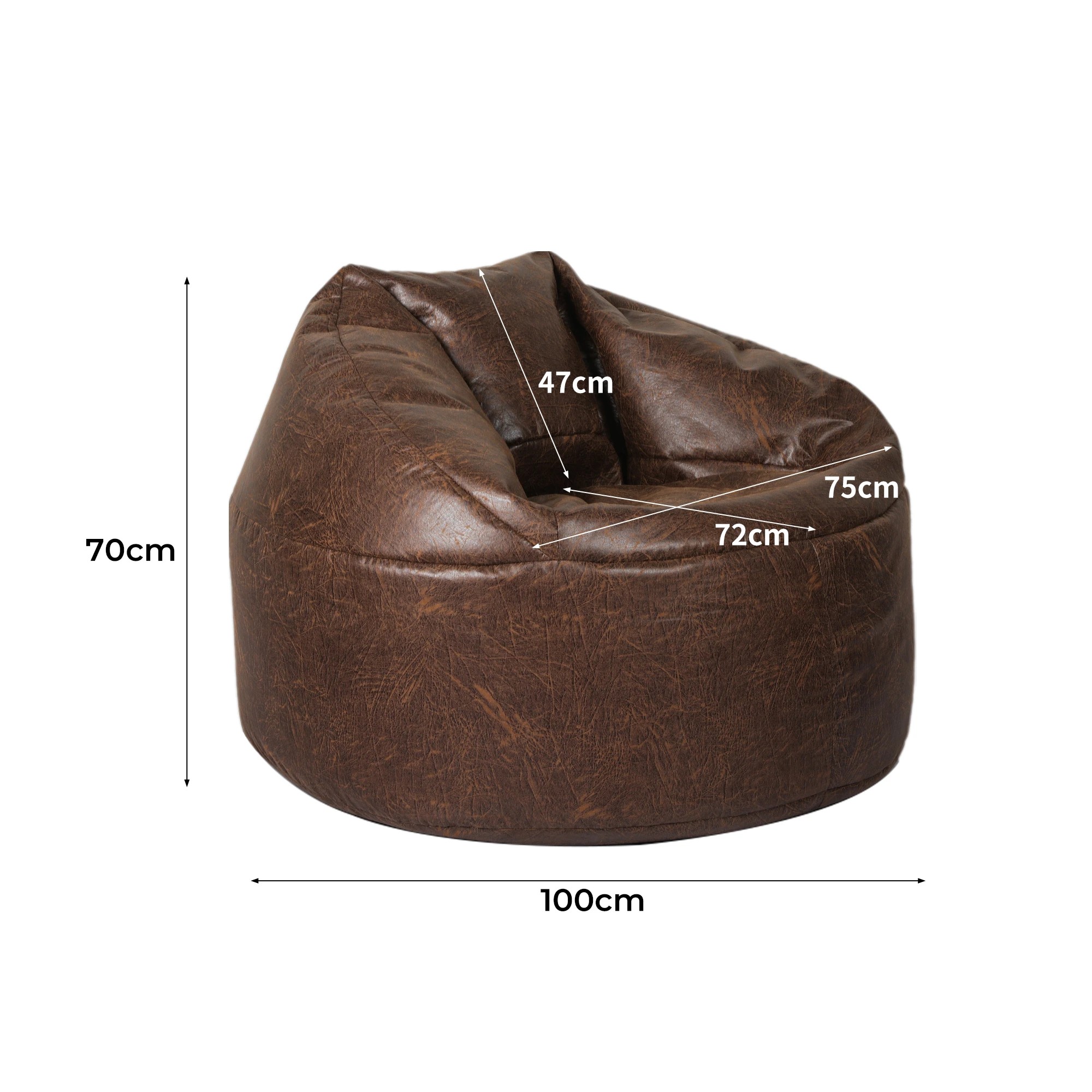 3 Marlow Bean Bag PU Cover Only - Brown, 3 of 6