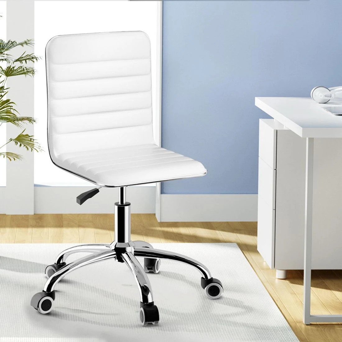 3 Artiss Office Chair Conference Chairs PU Leather Low Back - White, 3 of 7