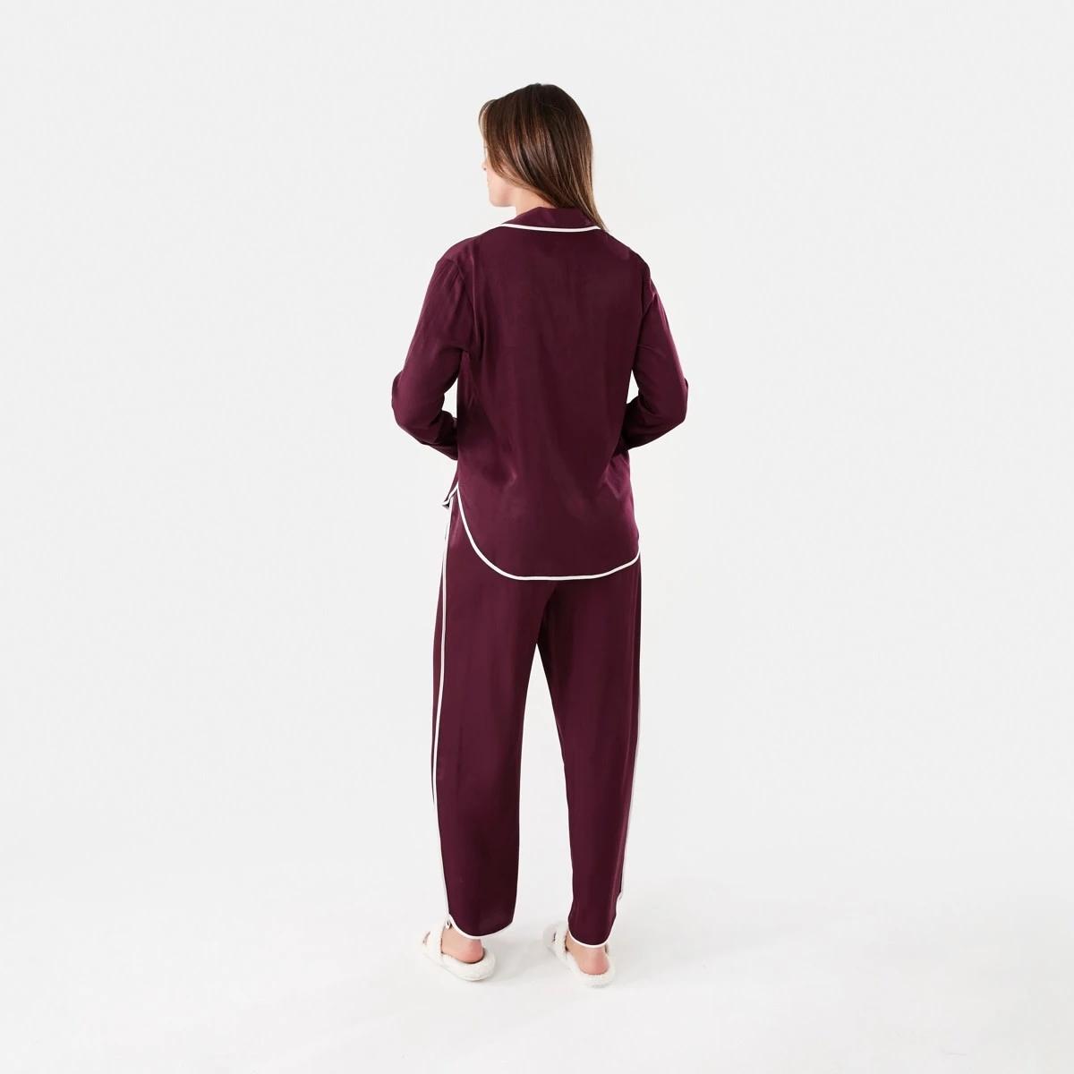 3 Matte Satin Long Sleeve Top and Pants Pyjama Set Windsor Wn, 3 of 7