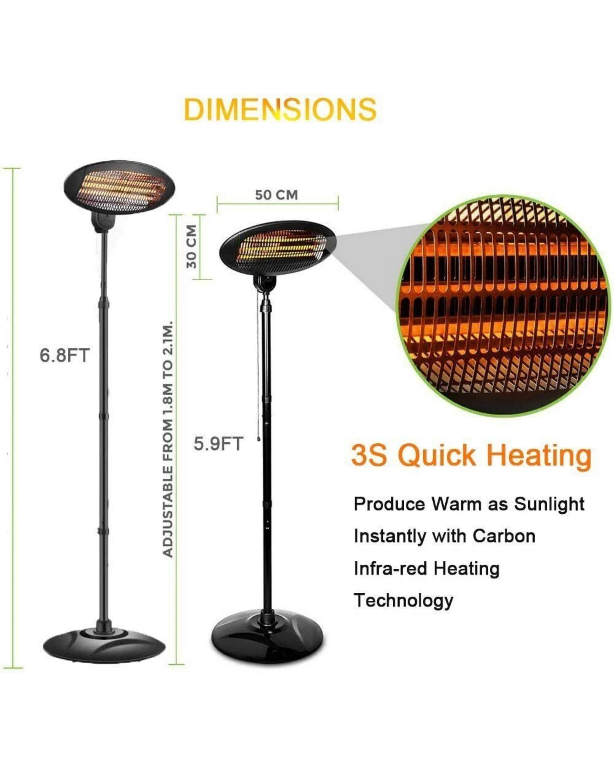4 HELLER Space Heater Electric Heater 2000W Heater Indoor Outdoor Heater - Black, 4 of 4