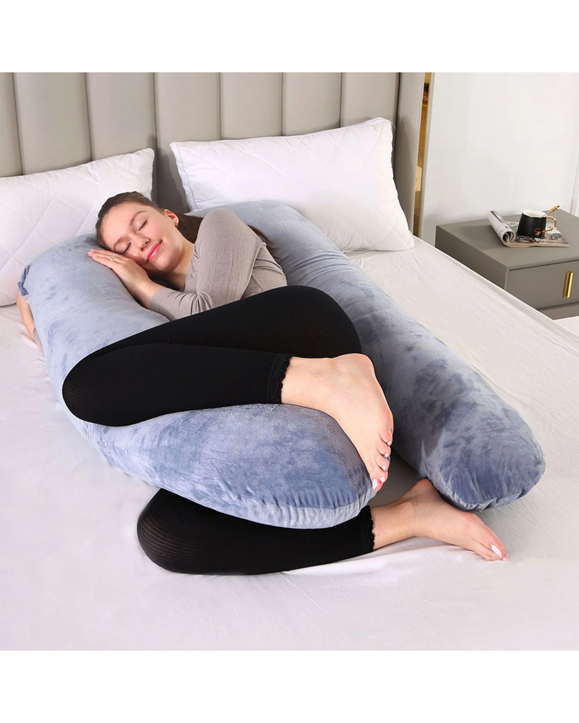 6 Advwin Pregnancy Pillow Full Body Support Maternity Pillow U Shaped - Grey, 6 of 6