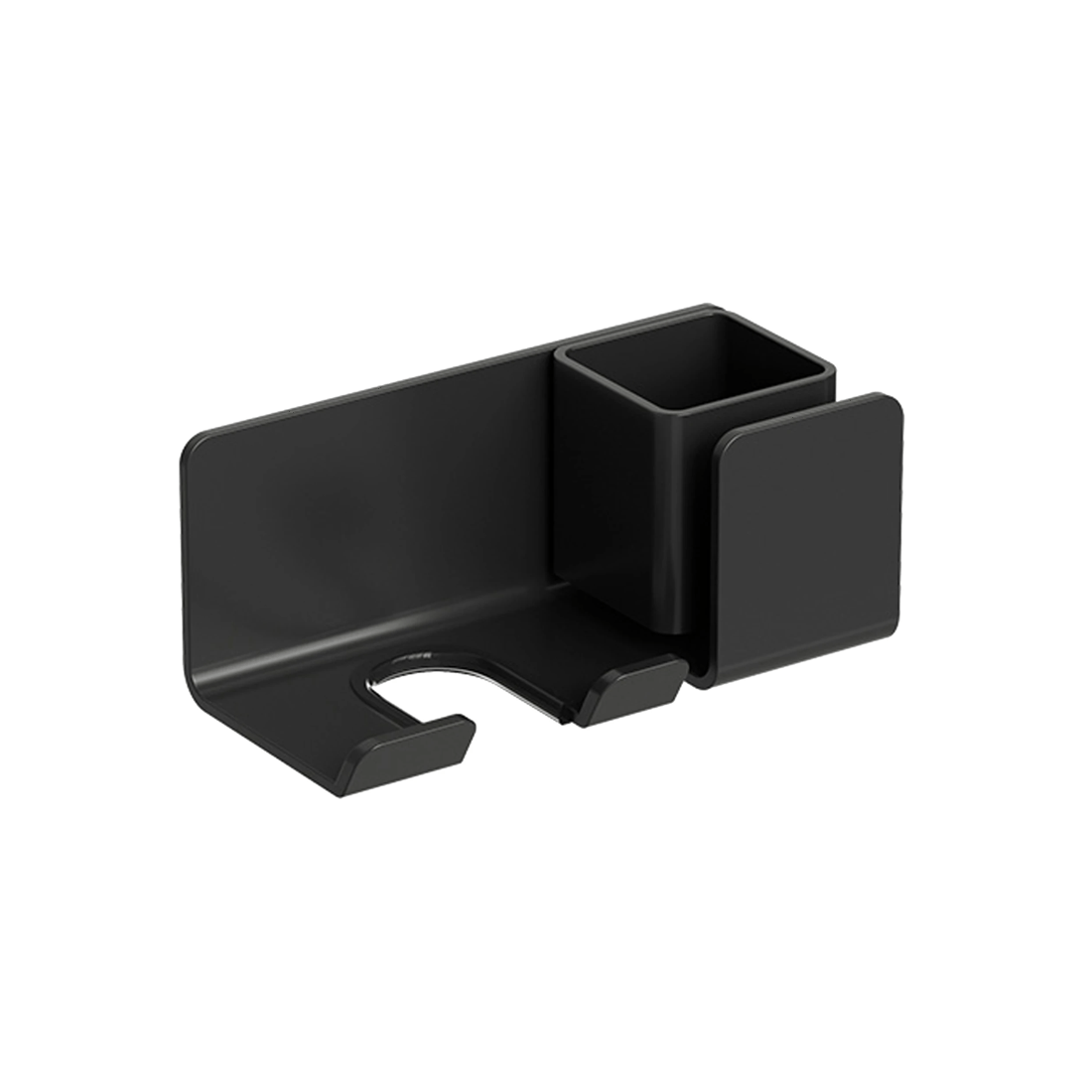 1 Hair Dryer Holder Caddy Aluminium Alloy Wall Mounted Bathroom Storage Shelf Rust Free - Black - Black, 1 of 2