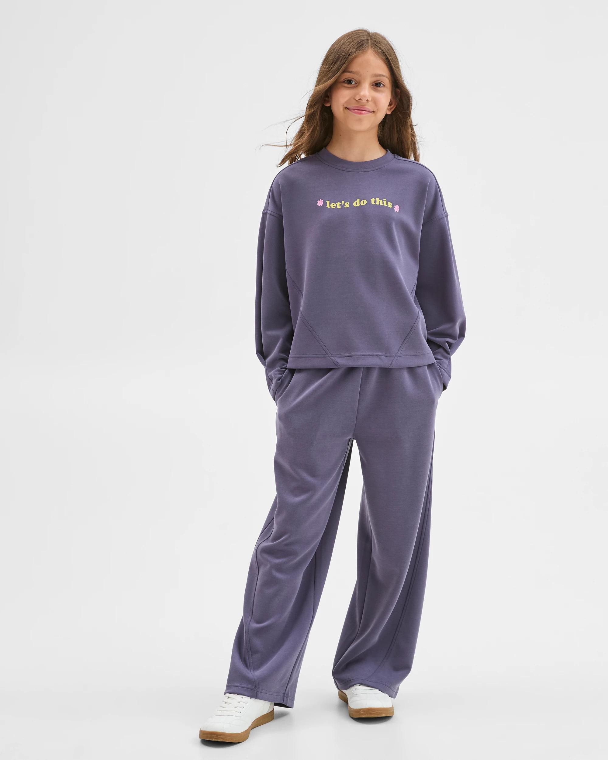 1 Target Kids Sandwash Scuba Wide Leg Trackpants NAVY, 1 of 5