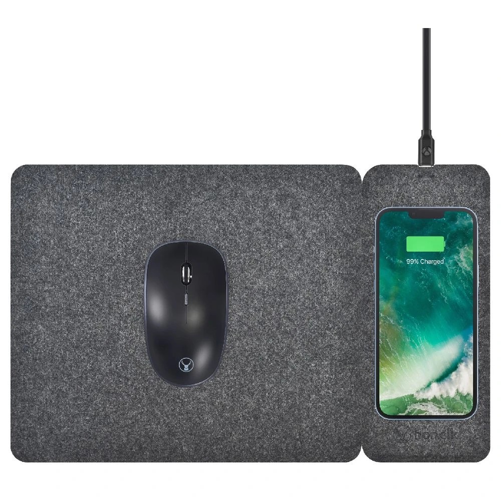 2 Bonelk QI Wireless Charging Split Mouse Mat Grey, 2 of 5