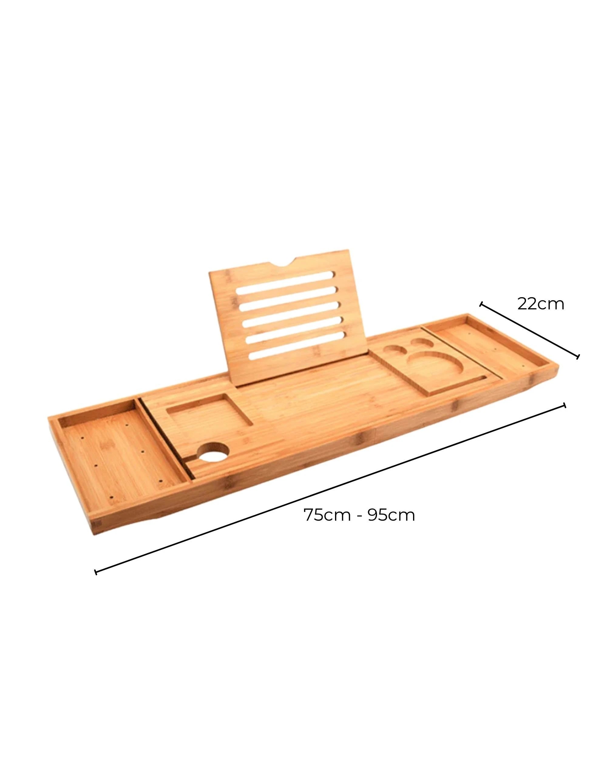 4 Orku Bamboo Bath Tray Caddy Adjustable - Spa Book Wine + Accessories Holder, 4 of 4