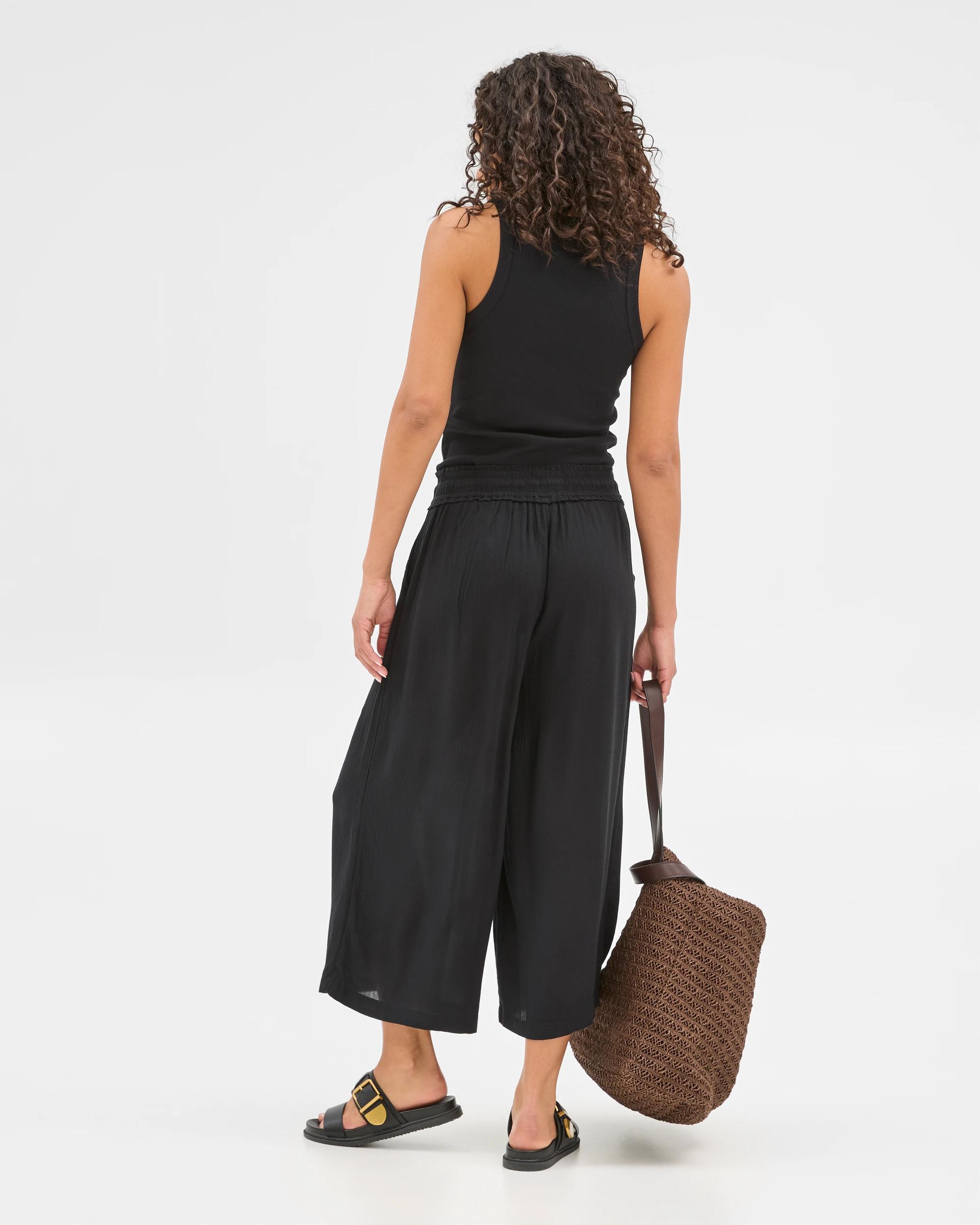 4 Target Resort Crinkle Culotte Pants BLACK, 4 of 6