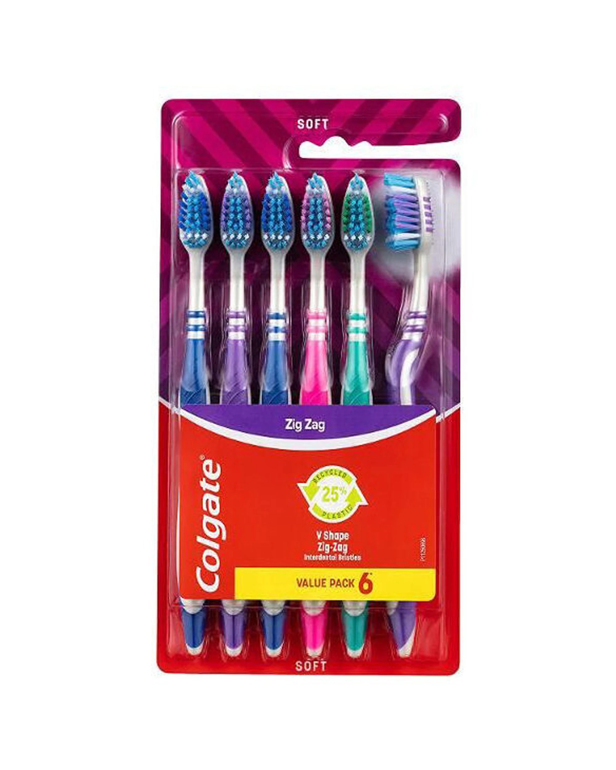 2 Colgate 6x 6pc Zig-Zag V-Shape Soft Toothbrush Teeth Care Pack - Multi, 2 of 2