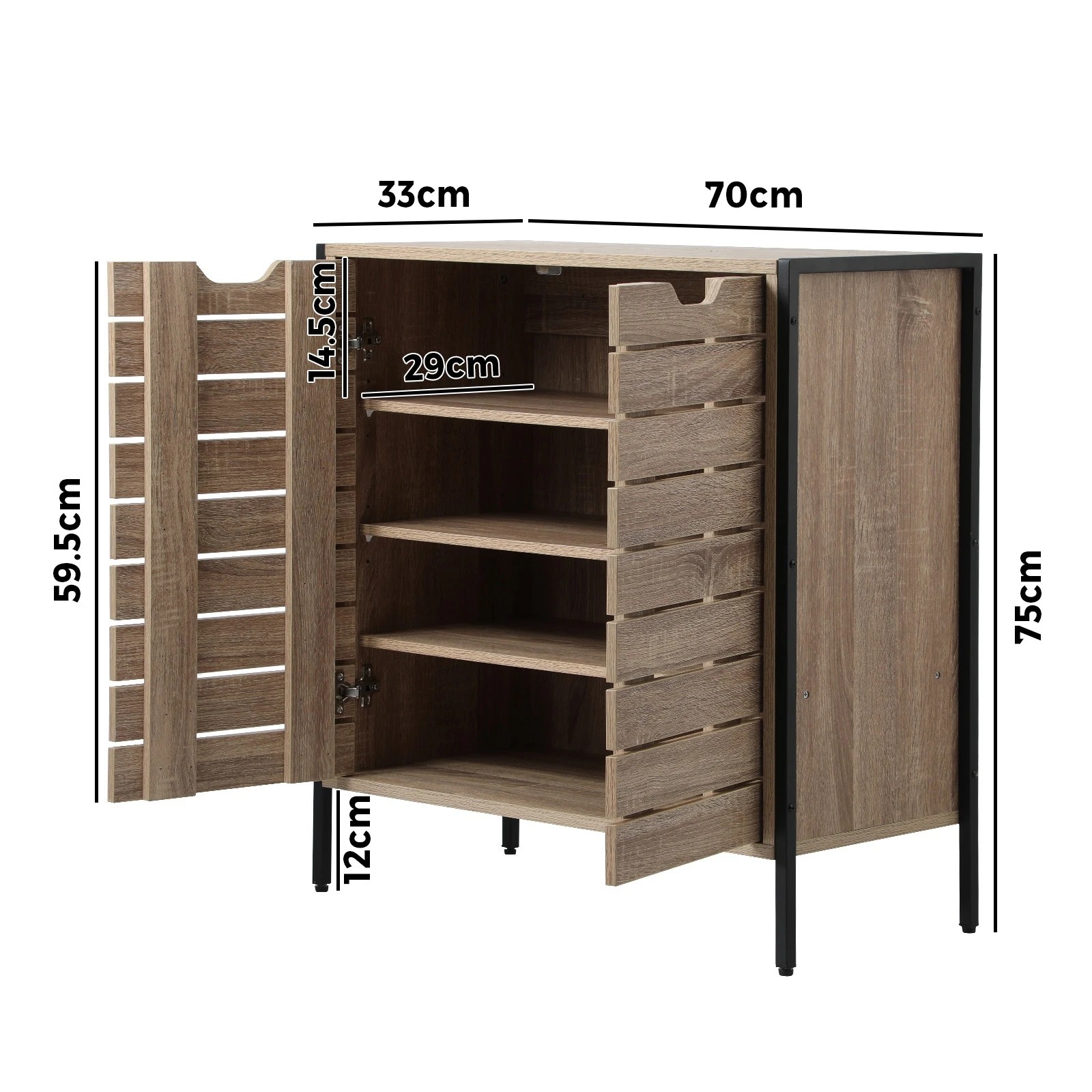 10 Oikiture Shoe Rack Shoes Storage Cabinet Organiser Shelf 2 Doors
 - Natural, 10 of 10