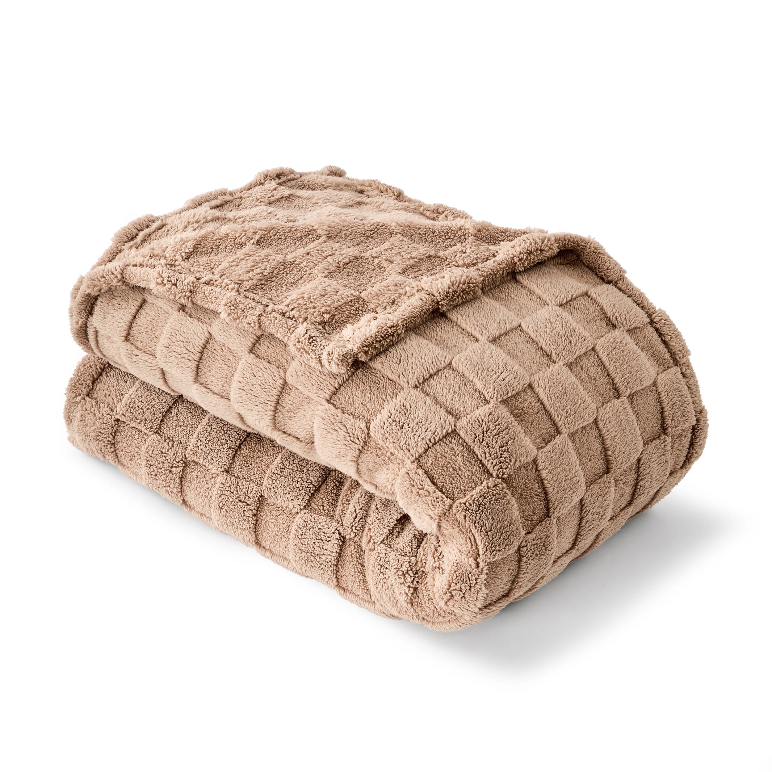 1 Check Jacquard Blanket - Queen/King Bed, Mocha, 1 of 6
