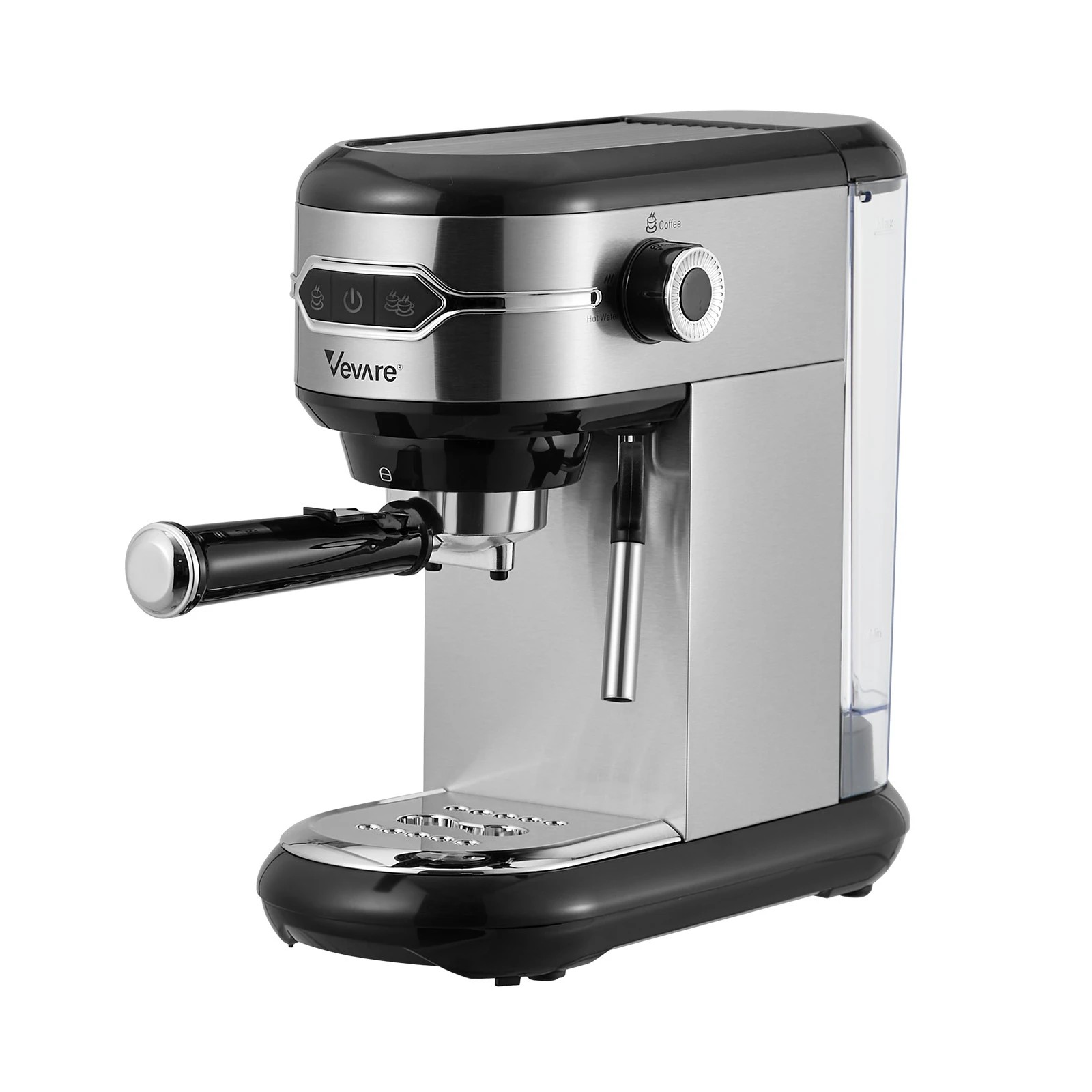 1 Vevare Espresso Coffee Machine Latter Cappuccino Maker 19 Bar Milk Frother - Silver, 1 of 8