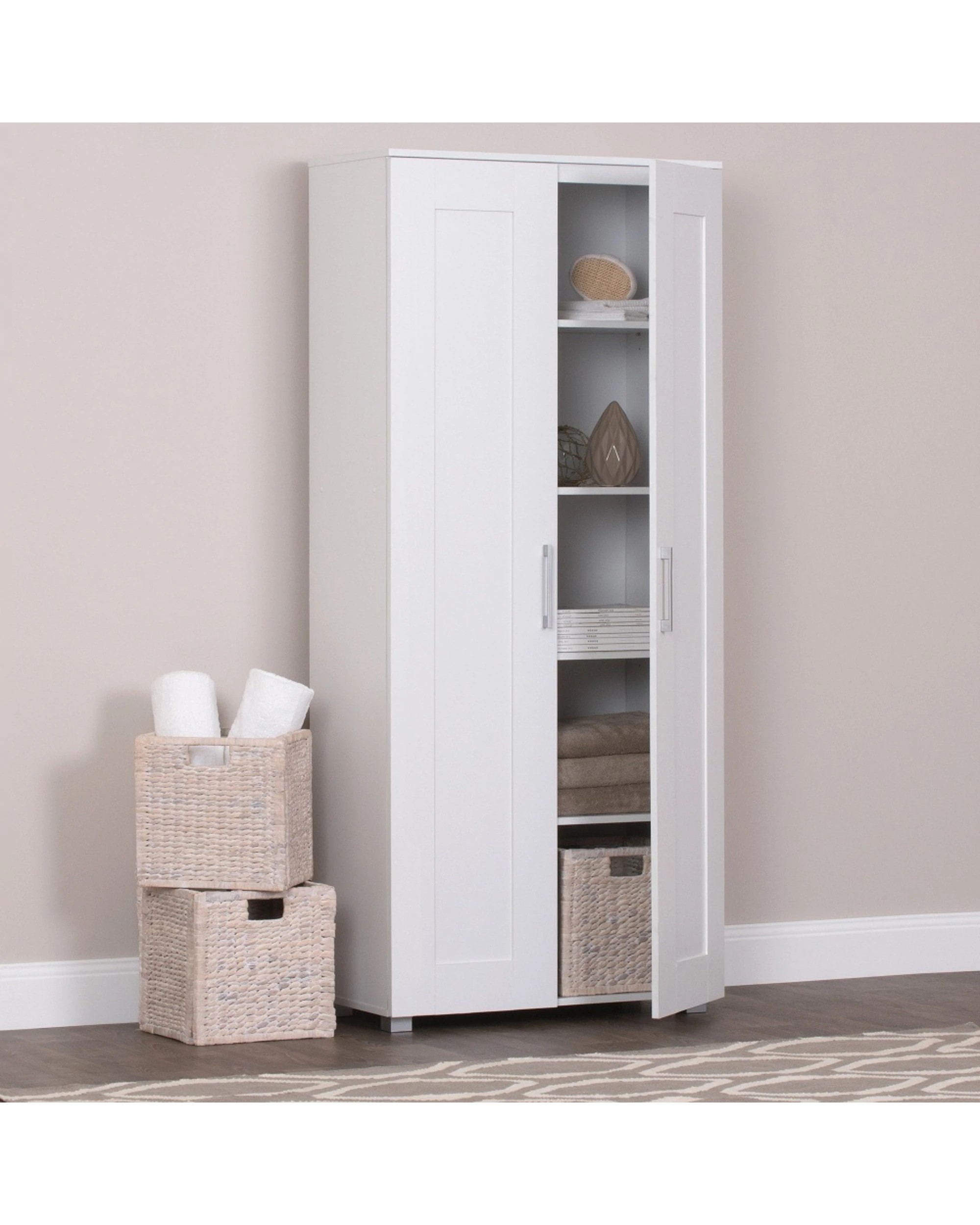 3 Alpine Bay Montreal Cupboard 2 Door Tall Multipurpose Storage Unit - White, 3 of 4