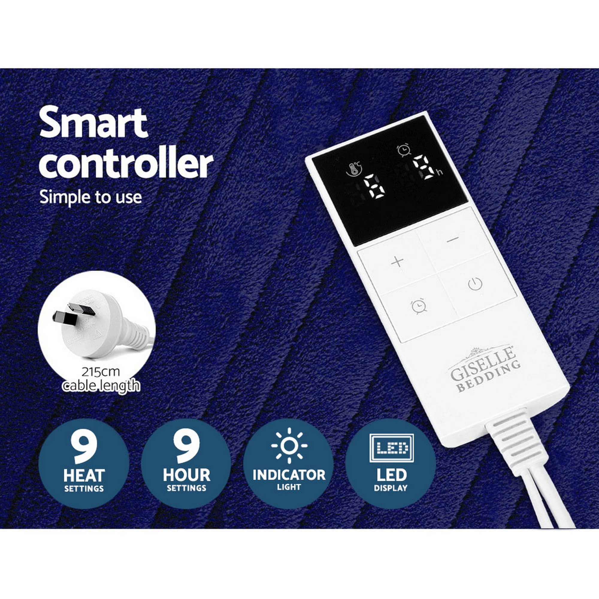 5 Giselle Electric Throw Rug Heated Blanket Fleece - Blue, 5 of 10