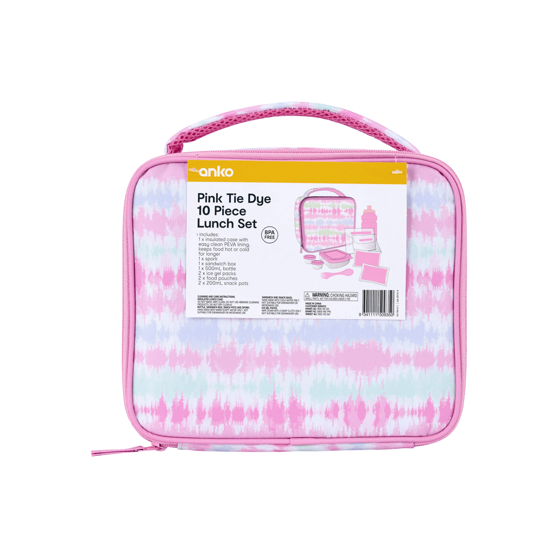 8 10 Piece Pink Tie Dye Lunch Set, 8 of 8