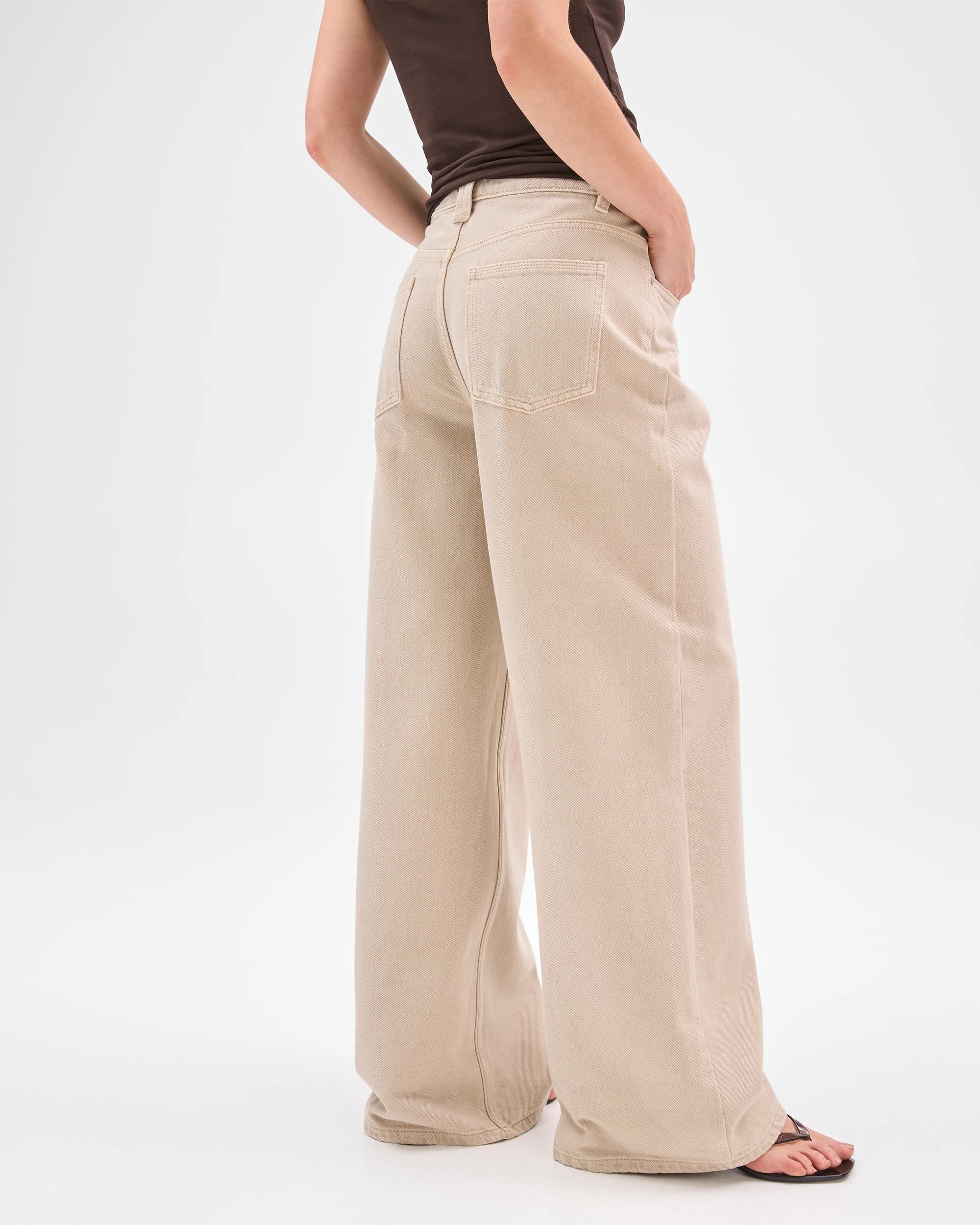 6 Lily Loves Australian Cotton Blend Wide Leg Denim Jeans SOFT STONE, 6 of 6