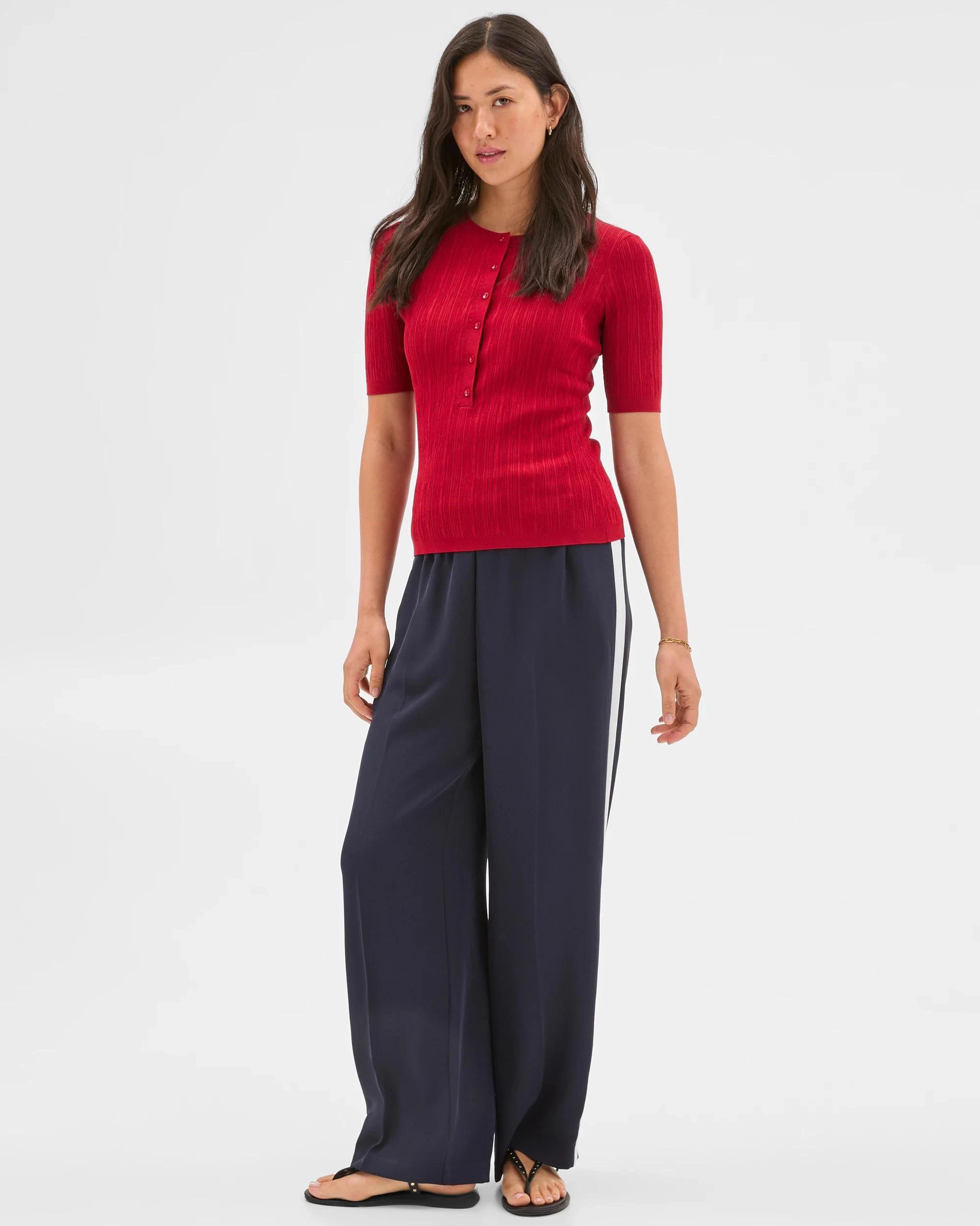 2 Textured Knit Henley Top - Preview CRIMSON, 2 of 6