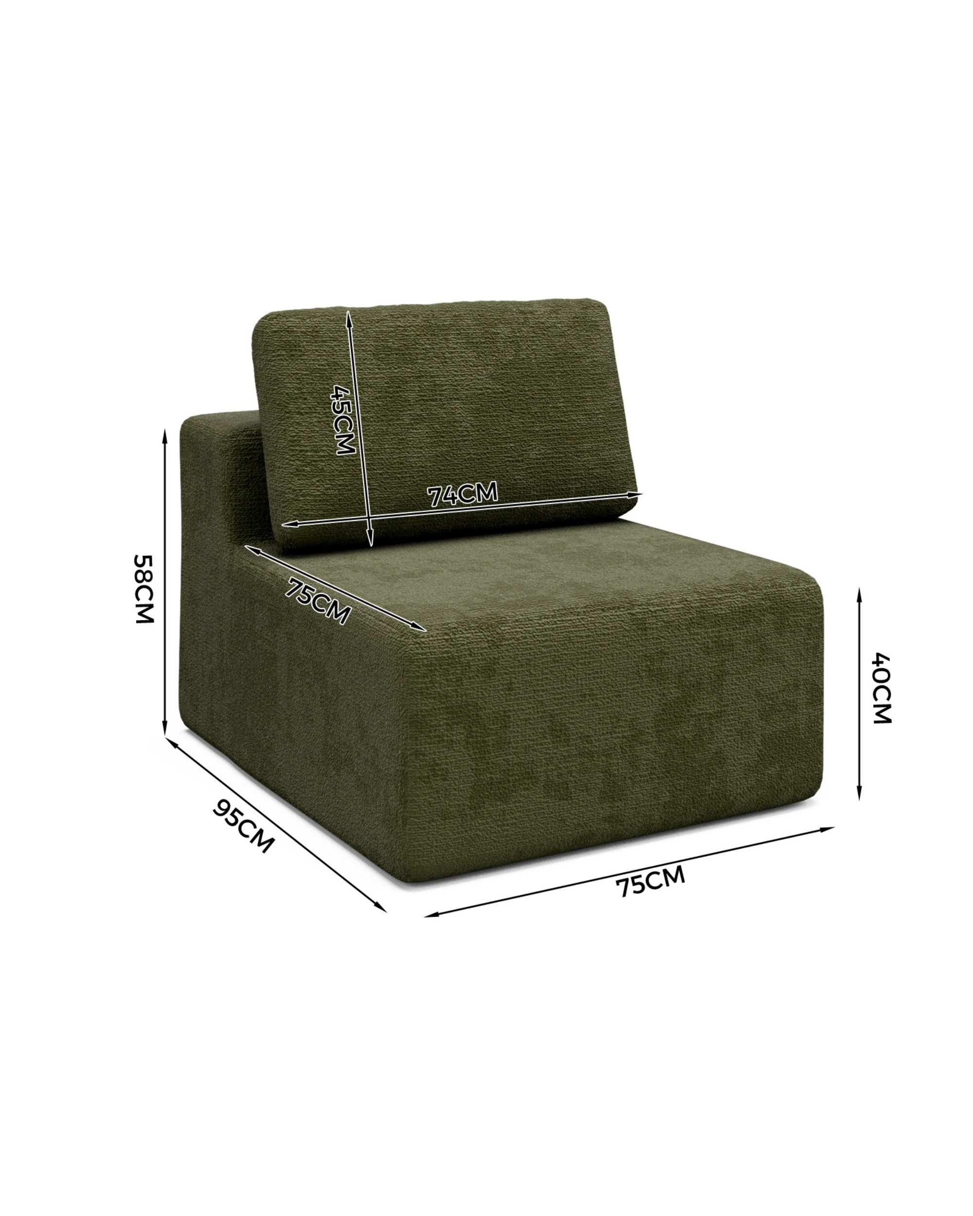 5 Advwin Armless Sofa Chair Chenille Fabric Modular Lazy Sofa Free Installation, 5 of 5