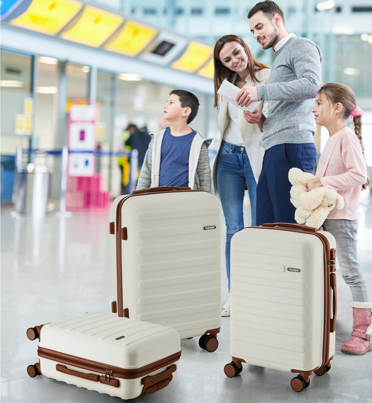 10 Mazam 3PCS Luggage Suitcase Trolley Set TSA Lock Hard Shell Case - White, 10 of 10