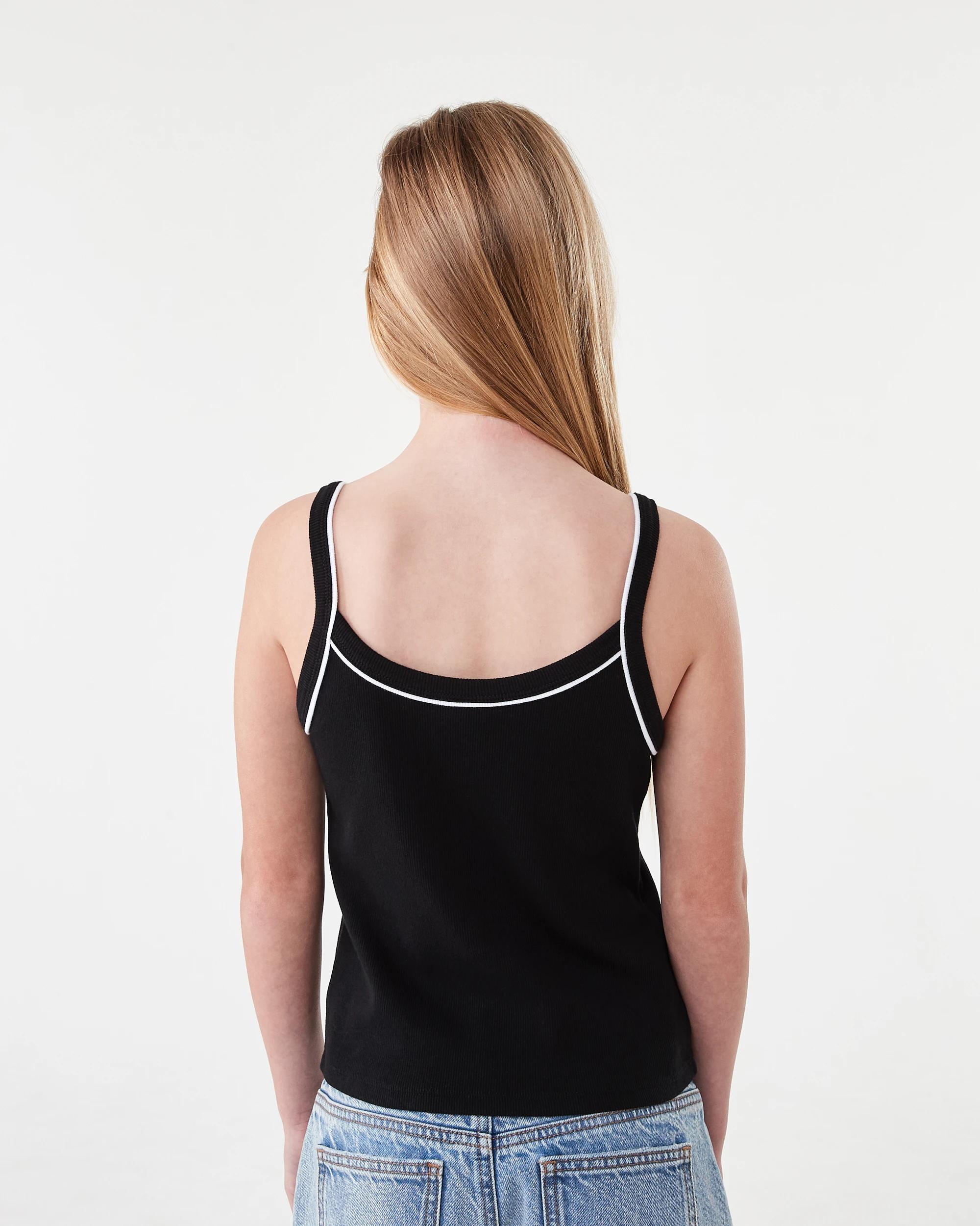 2 Rib Singlet Tank Top Black, 2 of 7