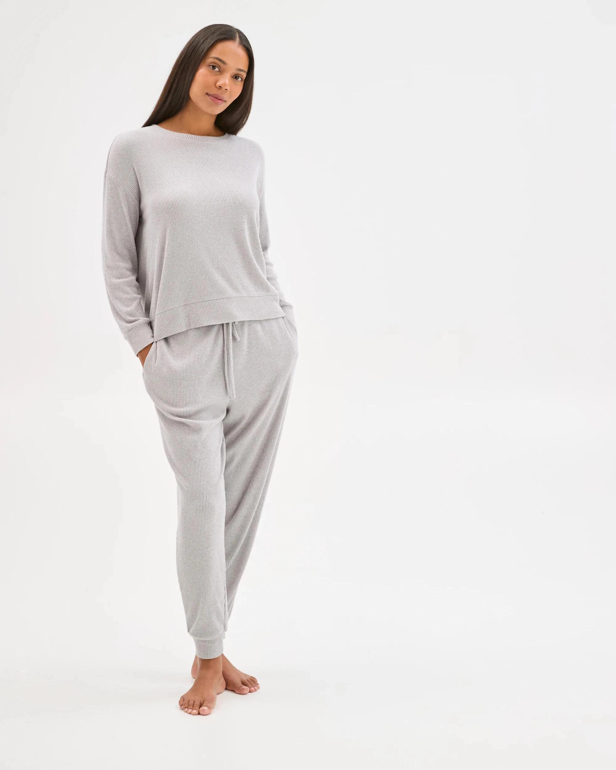 3 Target Woman Cosy Rib Sleep Jogger Pants GREY, 3 of 6