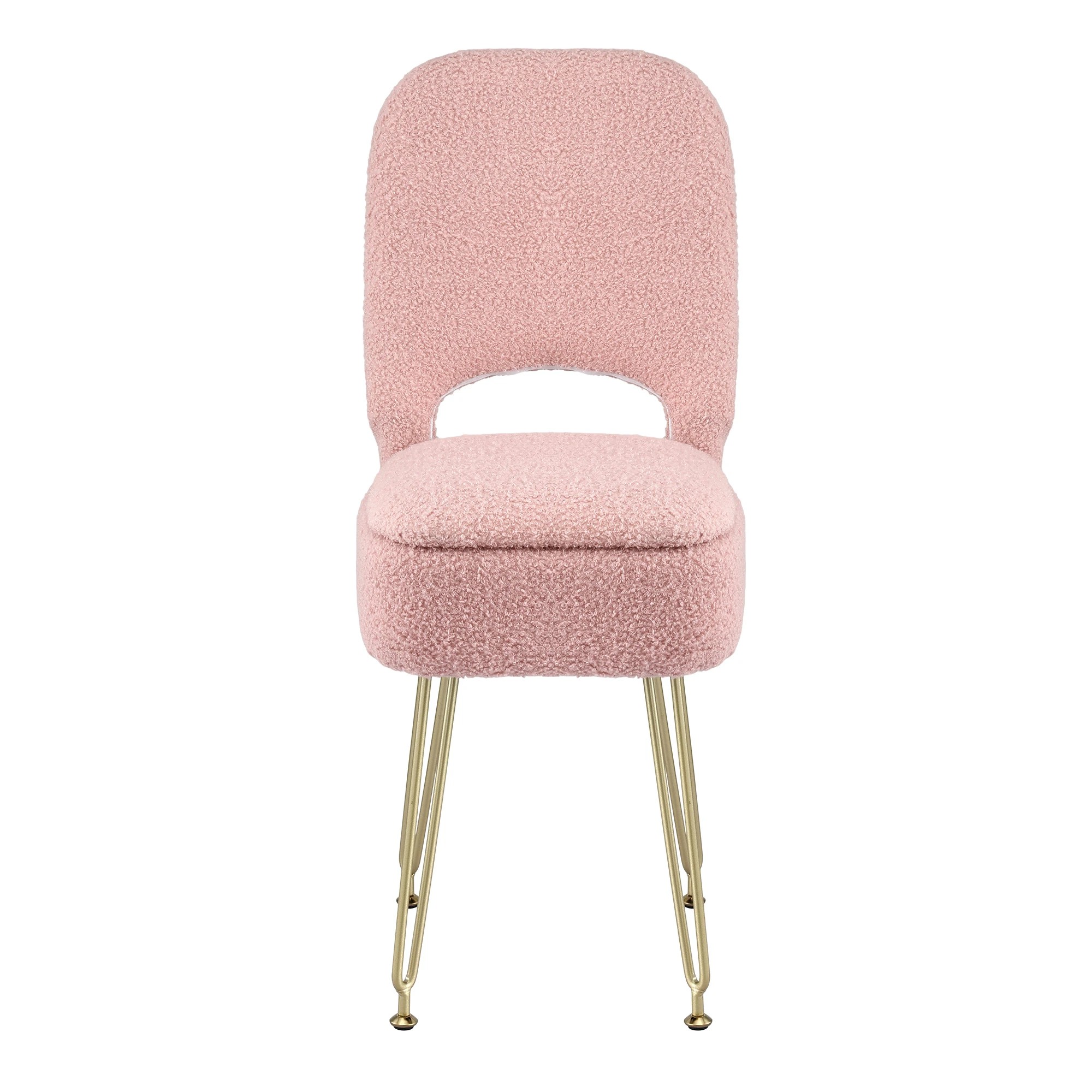 3 Artiss Storage Ottoman Vanity Stool Foot Stool Folding Back - Pink, 3 of 8