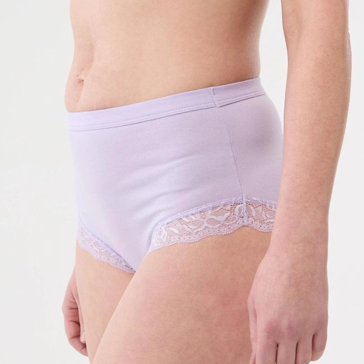 5 3 Pack Lace Trim Cotton Full Briefs BRIGHT LAVENDER, CLOUD DANCER, DEEP NAVY, 5 of 7