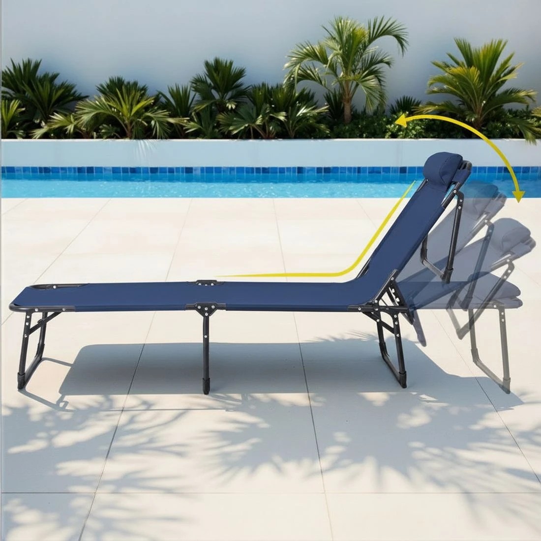 5 Gardeon Sun Lounger Folding Lounge Beach Chair Patio Outdoor - Blue, 5 of 6