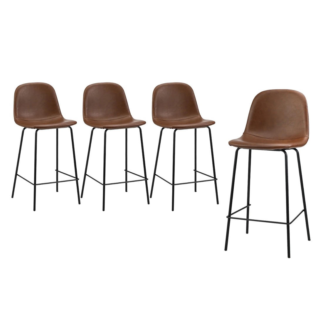 1 Oikiture 4x Bar Stools Barstool - Brown, 1 of 7