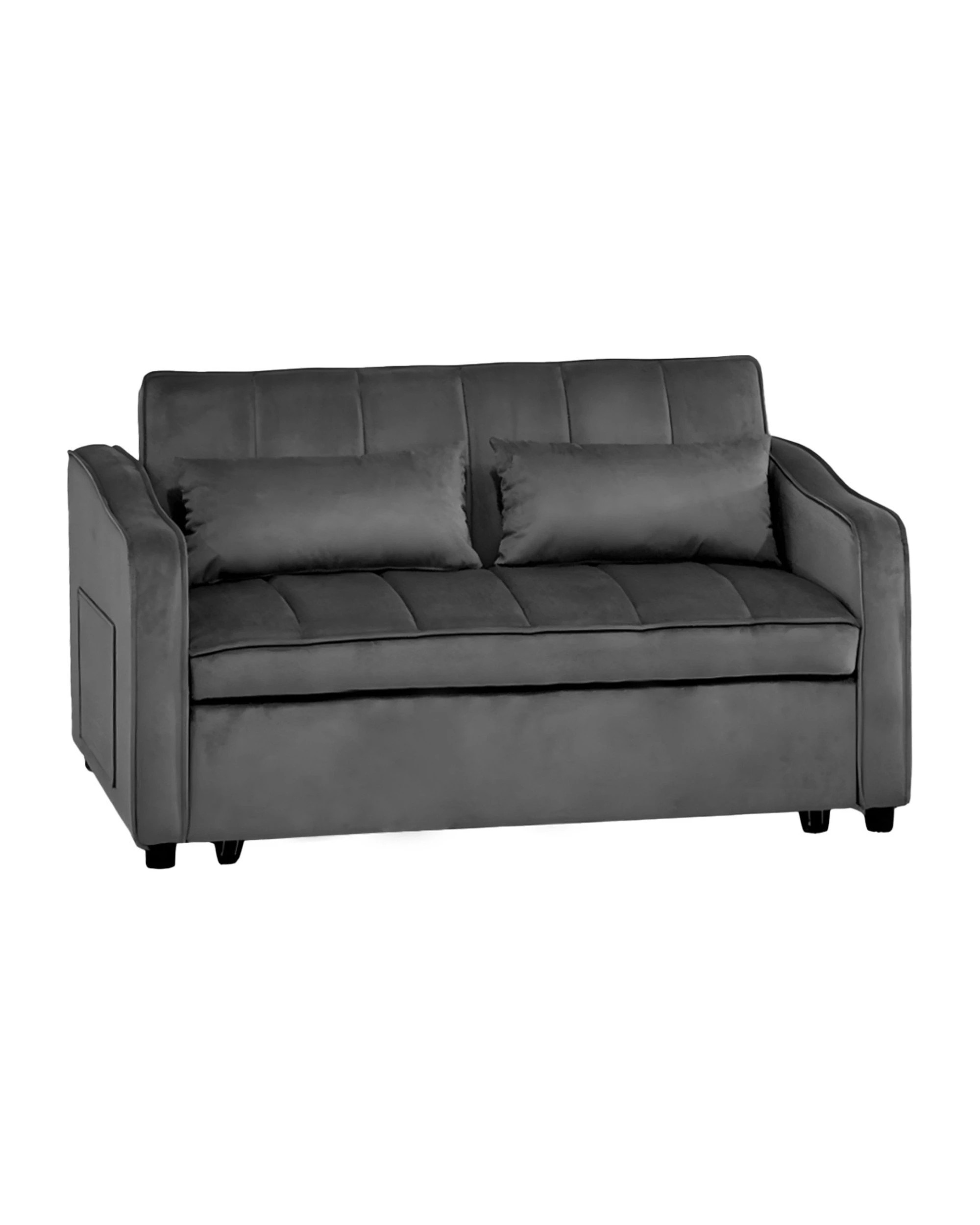 1 Sarantino Fenton Velvet 2-Seater Sofa Bed - Dark Grey, 1 of 9