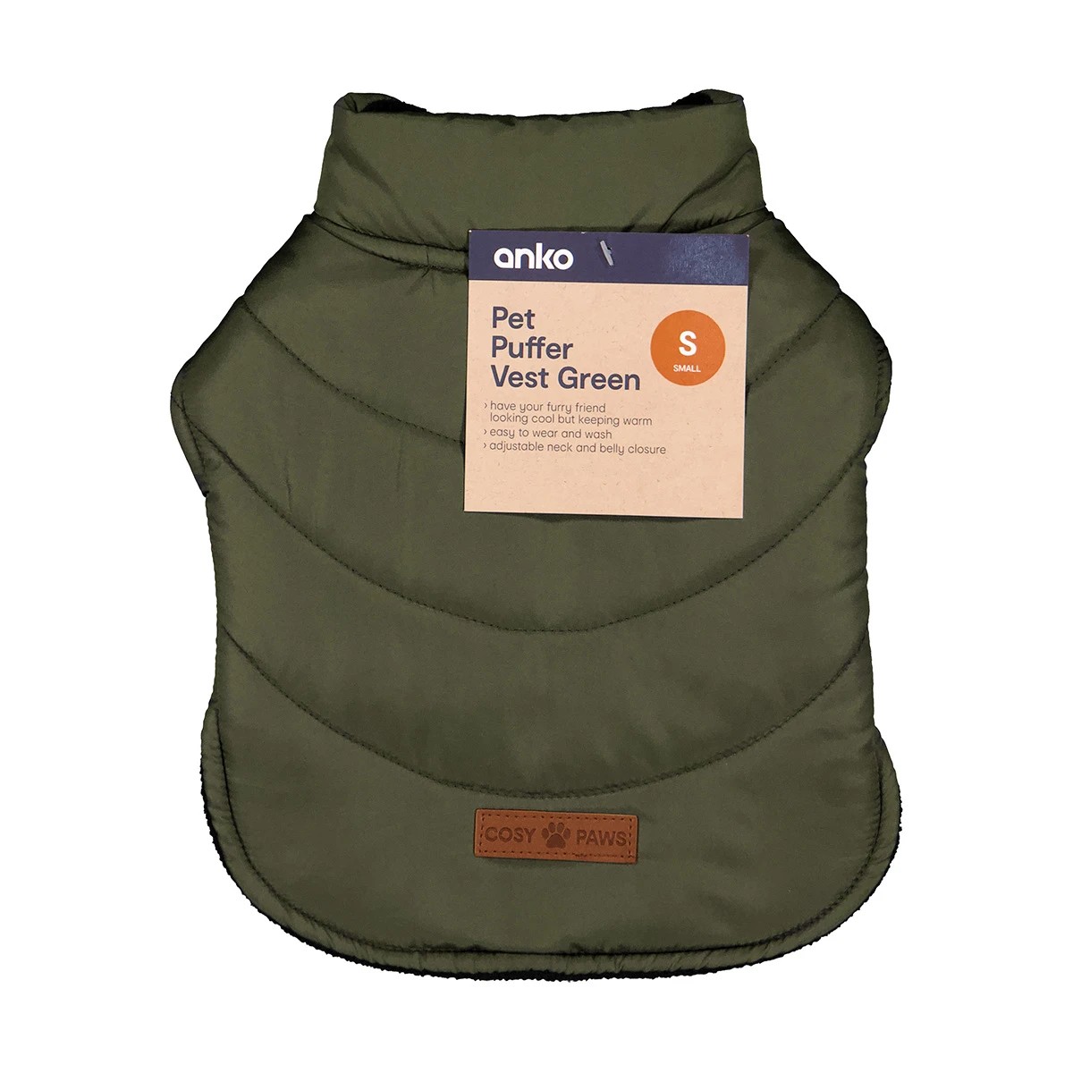 10 Pet Puffer Vest - Small, Green, 10 of 10