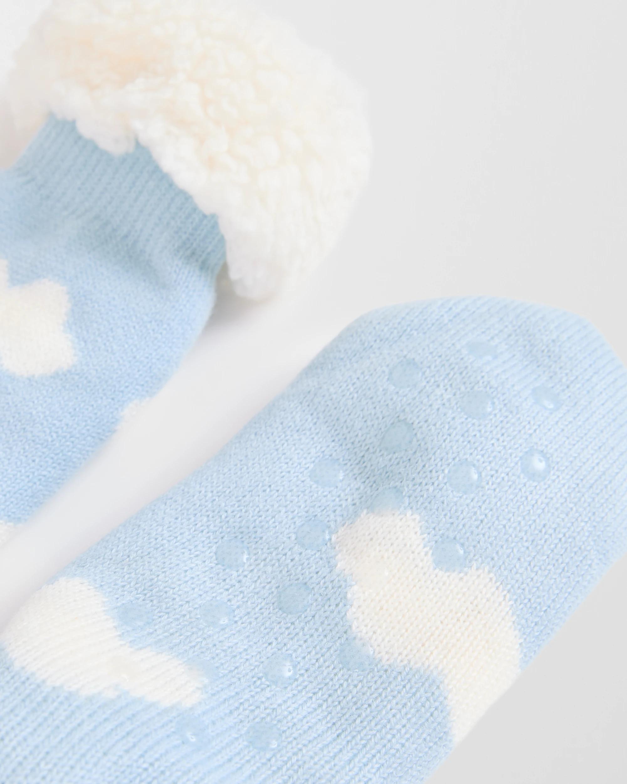 3 Target Woman Sherpa Lined Crew Length Home Socks BLUE CLOUDS, 3 of 4
