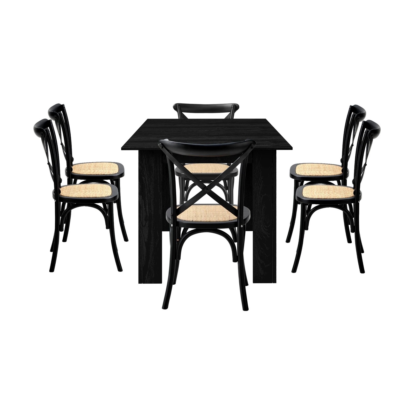 9 Oikiture 160cm Extendable Dining Table with 6PCS Dining Chairs Geometric - Black, 9 of 9
