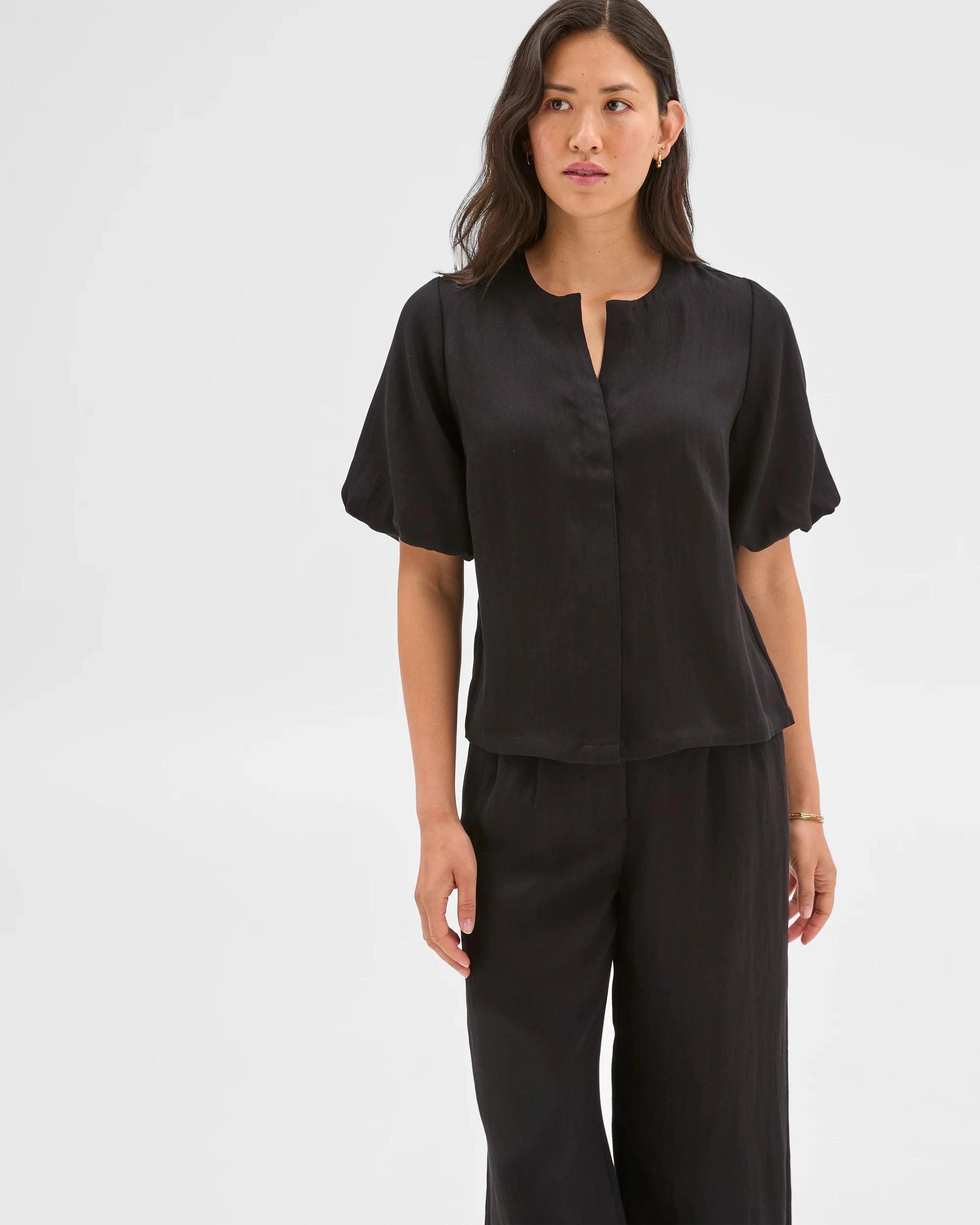 1 Puff Sleeve Blouse - Preview BLACK, 1 of 6