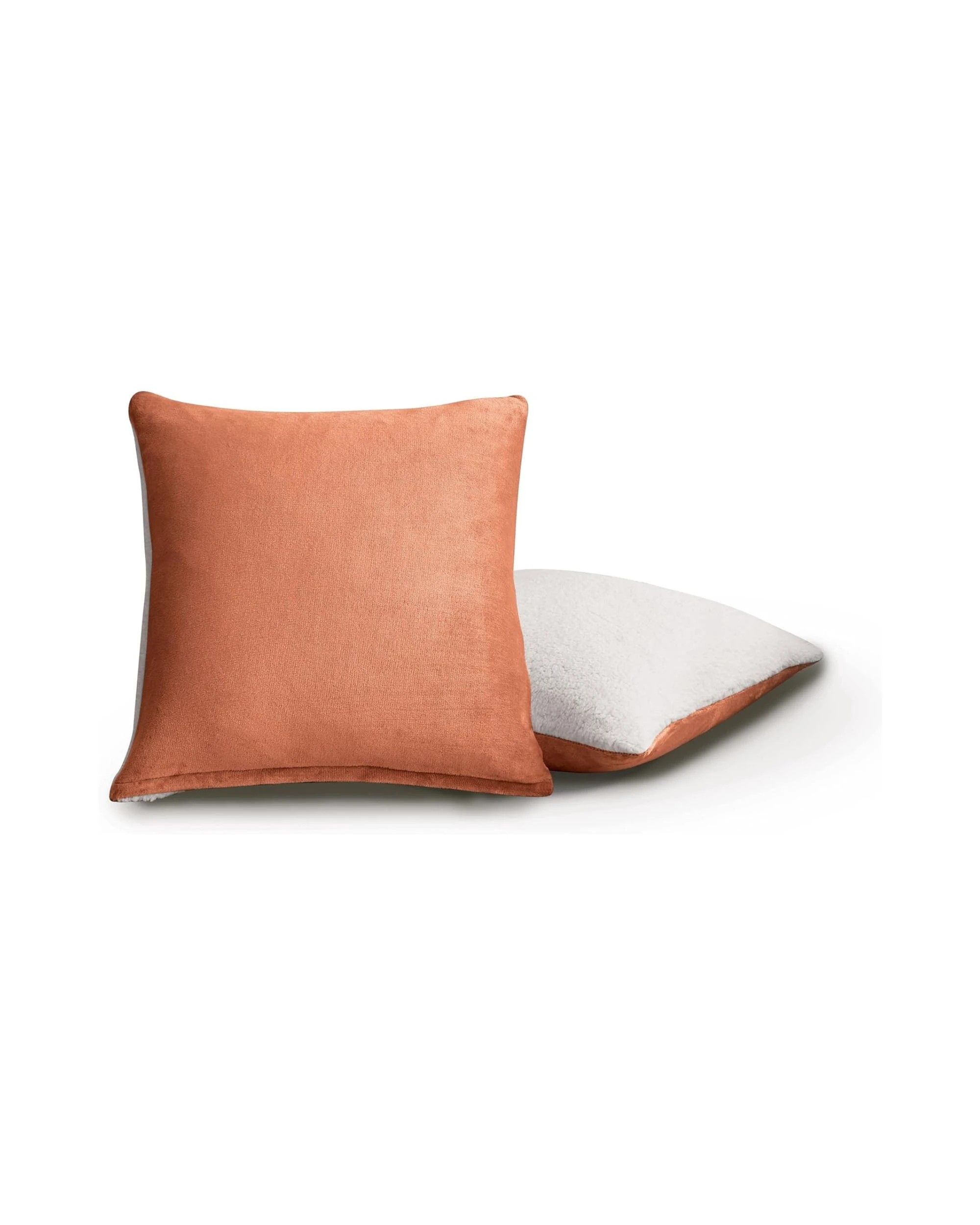 1 Gioia Casa 2-Pack Teddy Sherpa European Pillowcases Reversible Velvet - Terracotta, 1 of 8