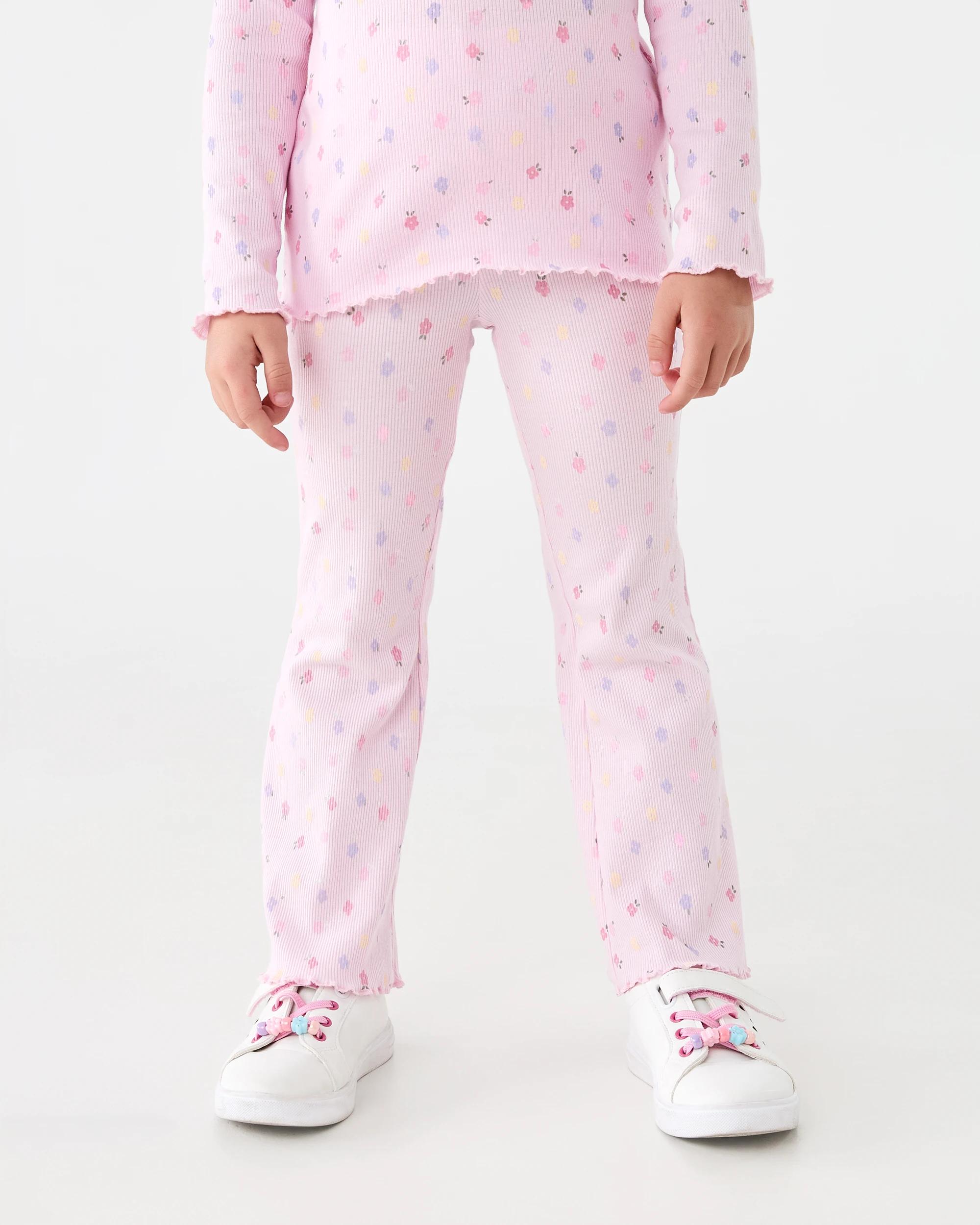 1 Rib Flare Leggings Pnk Flwrs, 1 of 6