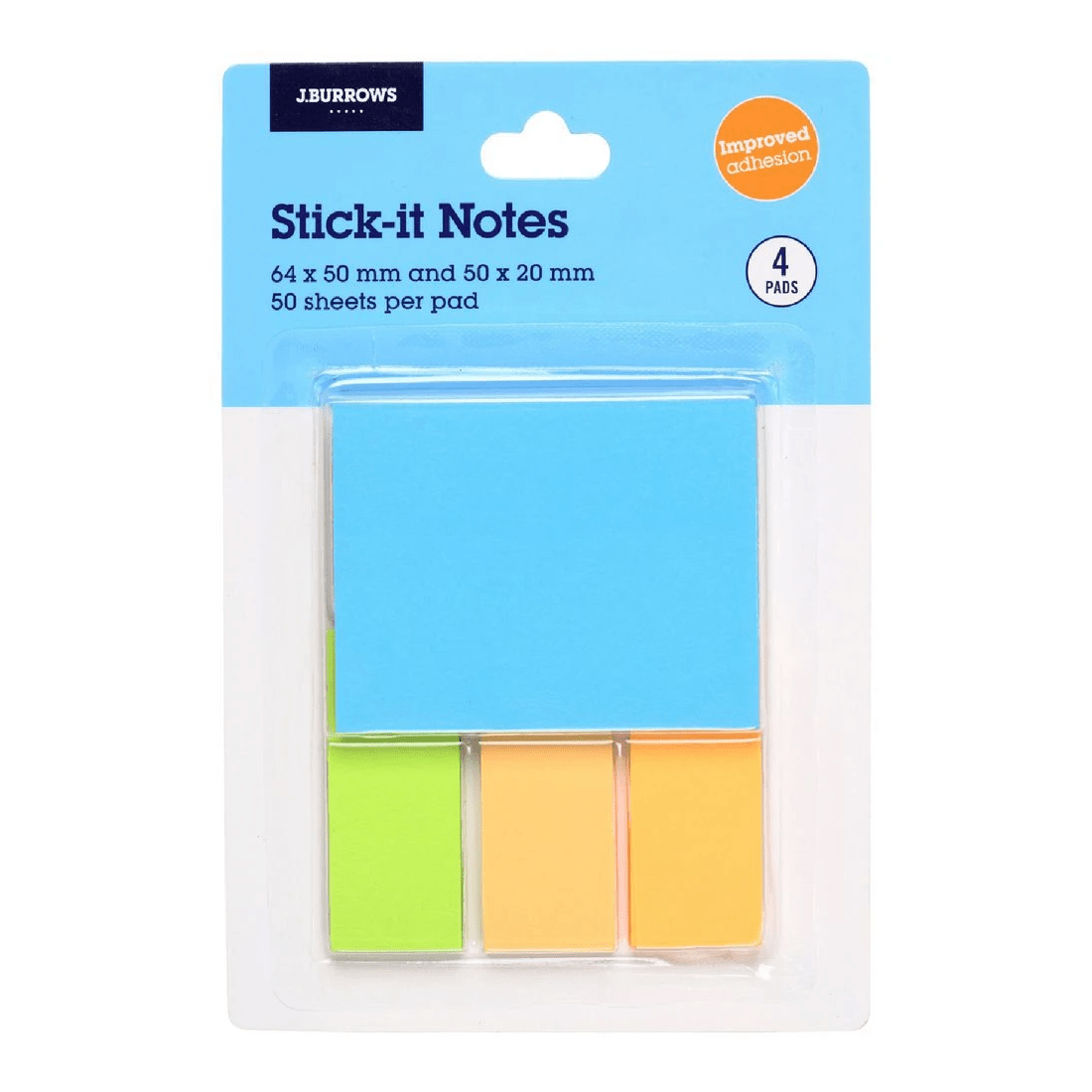 1 J.Burrows Stick-It Notes Assorted Sizes Pastel 4 Pack, 1 of 4