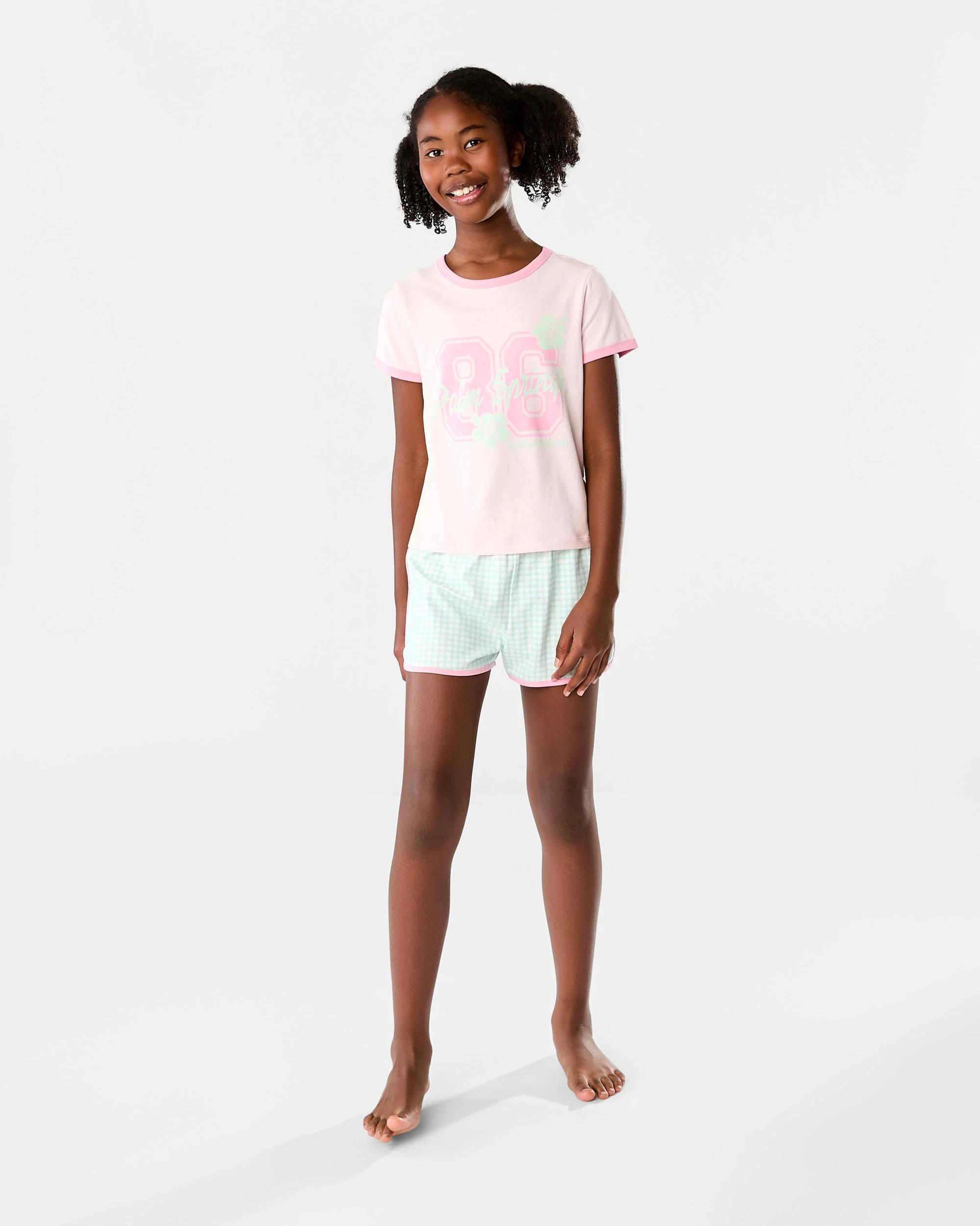 7 Short Sleeve Lounge Pyjama Set Pnk Palm, 7 of 10