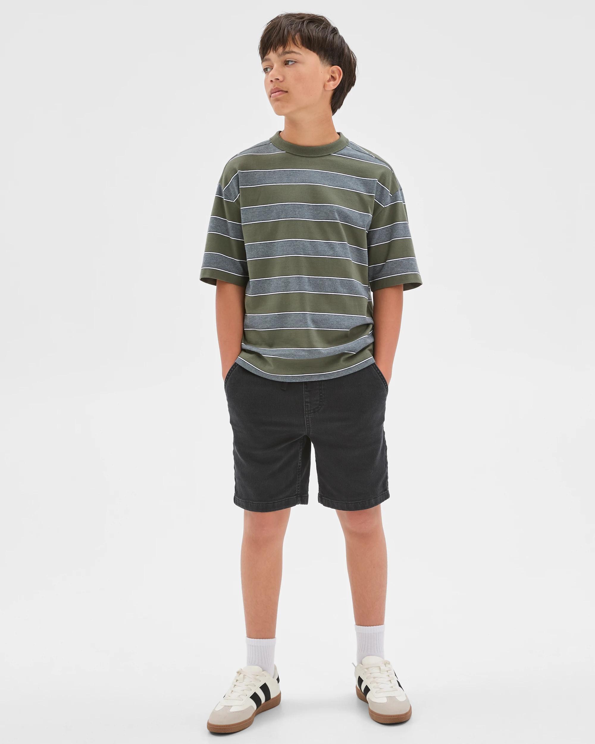 3 Target Kids Australian Cotton Oversized Striped T-Shirt GREEN, 3 of 7